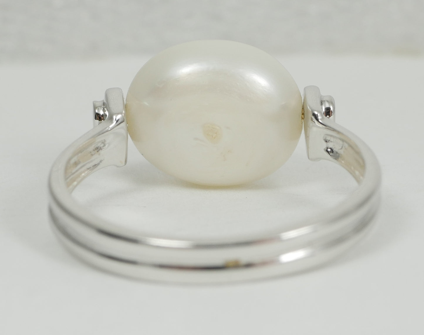 New Solid 14ct White Gold 12mm Oval Pearl Spinning Dress Ring Size 7 N 54 585