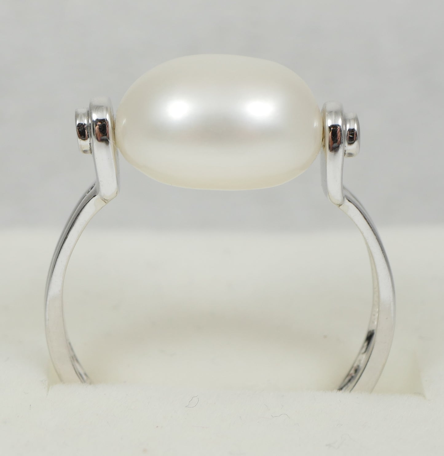 New Solid 14ct White Gold 12mm Oval Pearl Spinning Dress Ring Size 7 N 54 585