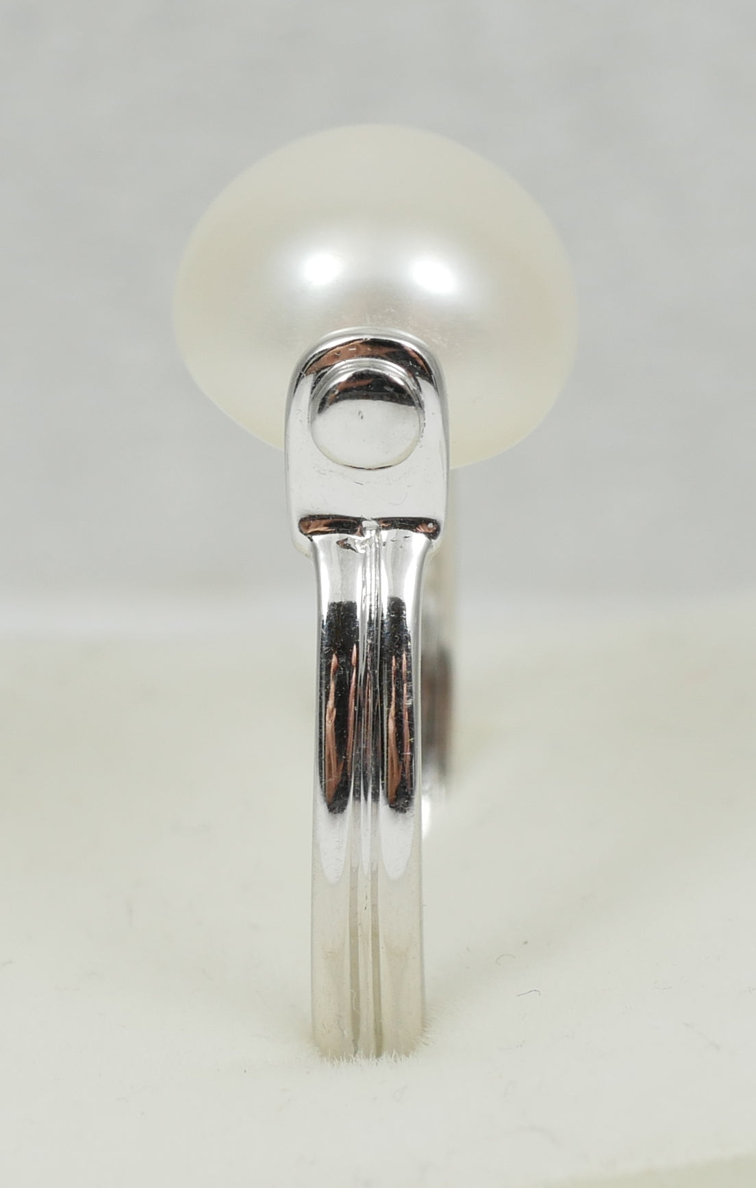 New Solid 14ct White Gold 12mm Oval Pearl Spinning Dress Ring Size 7 N 54 585