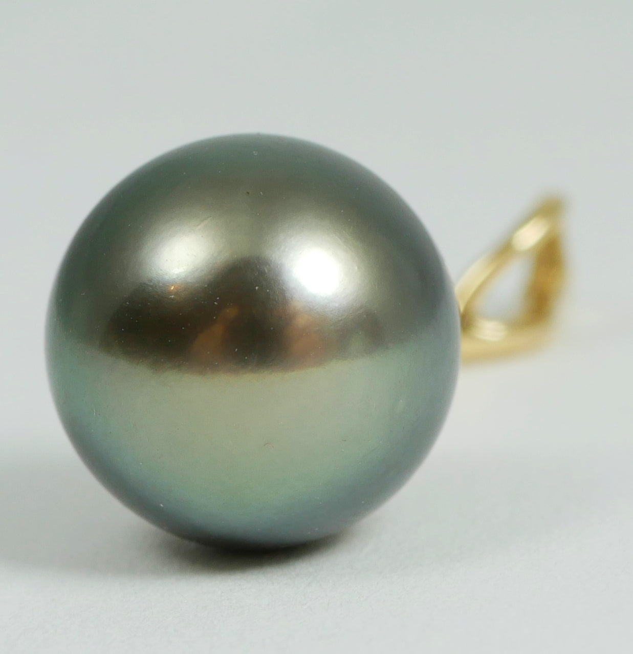 New Solid 14ct Yellow Gold 11mm Tahitian Pearl & Diamond 32mm Necklace Pendant