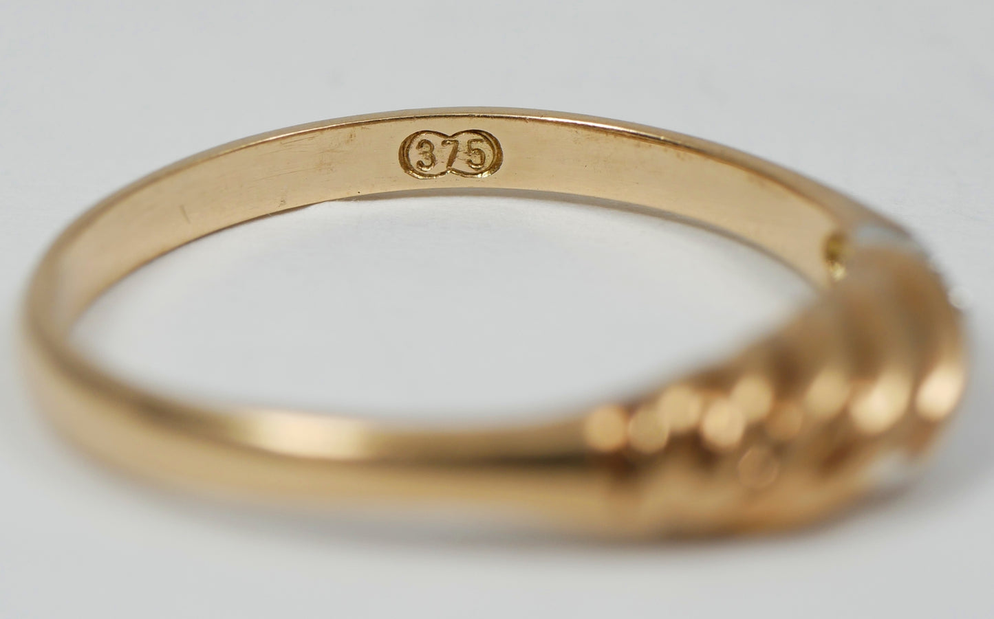 Vintage Solid 9ct Yellow Gold & Diamond Twisted Rope Dress Ring Size 7 N 54 375
