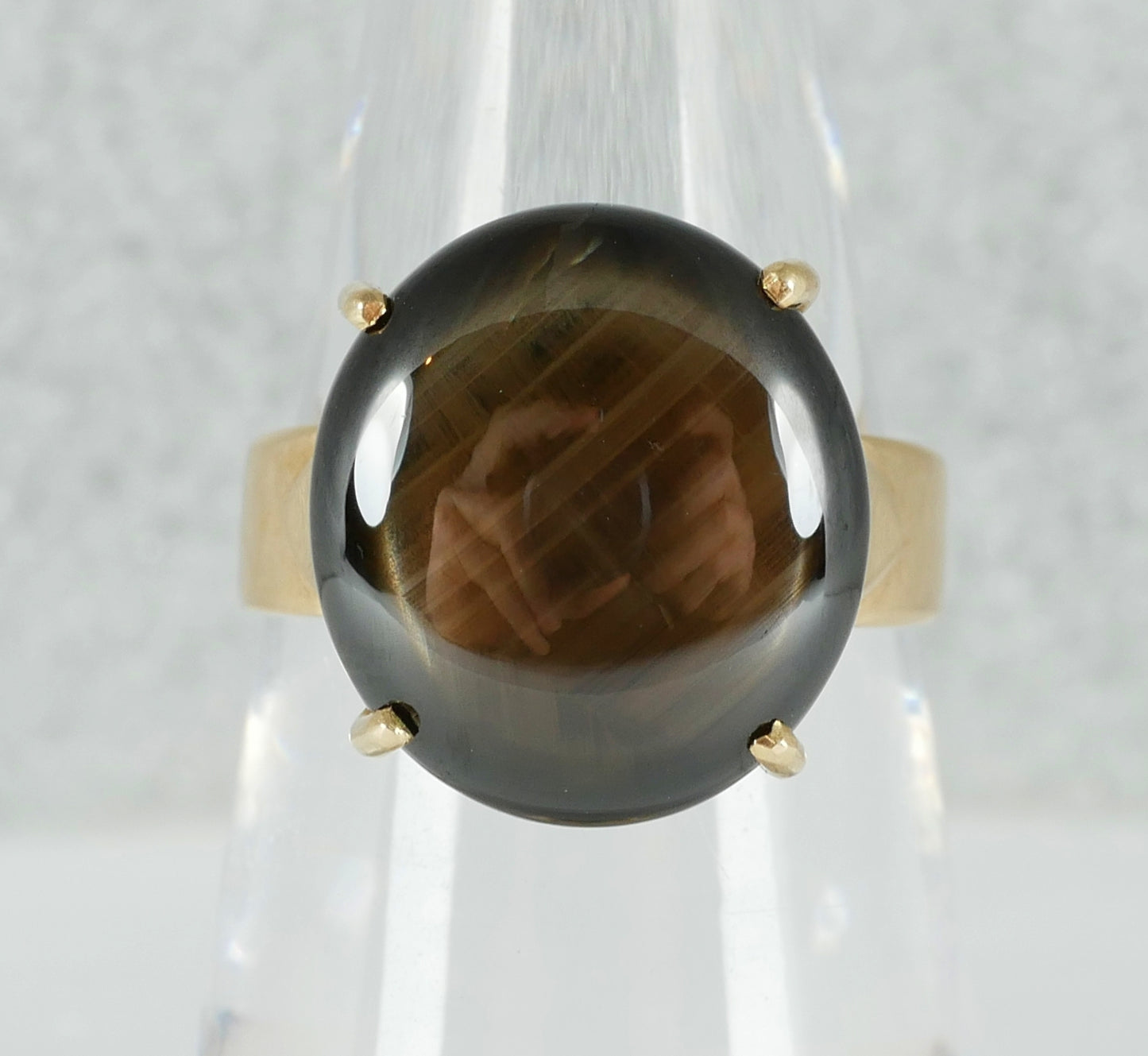 Vintage Solid 14ct Yellow Gold 11ct Black Star Sapphire Dress Ring Size 6.5 M 52