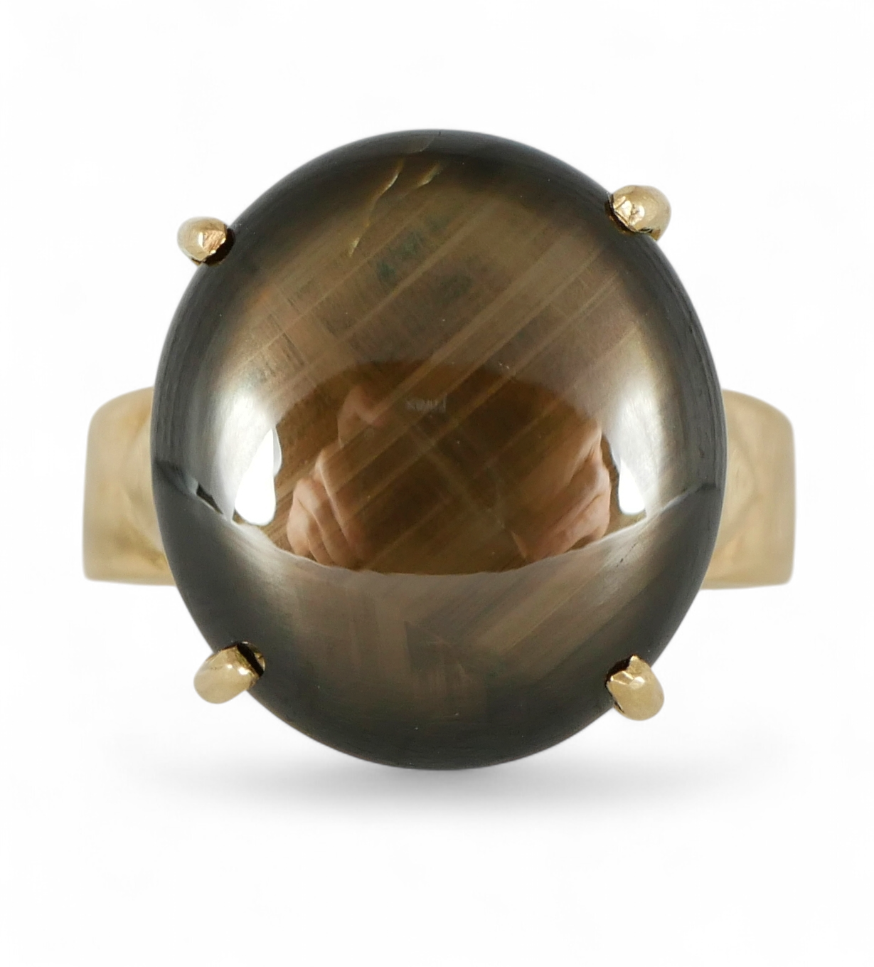 Vintage Solid 14ct Yellow Gold 11ct Black Star Sapphire Dress Ring Size 6.5 M 52
