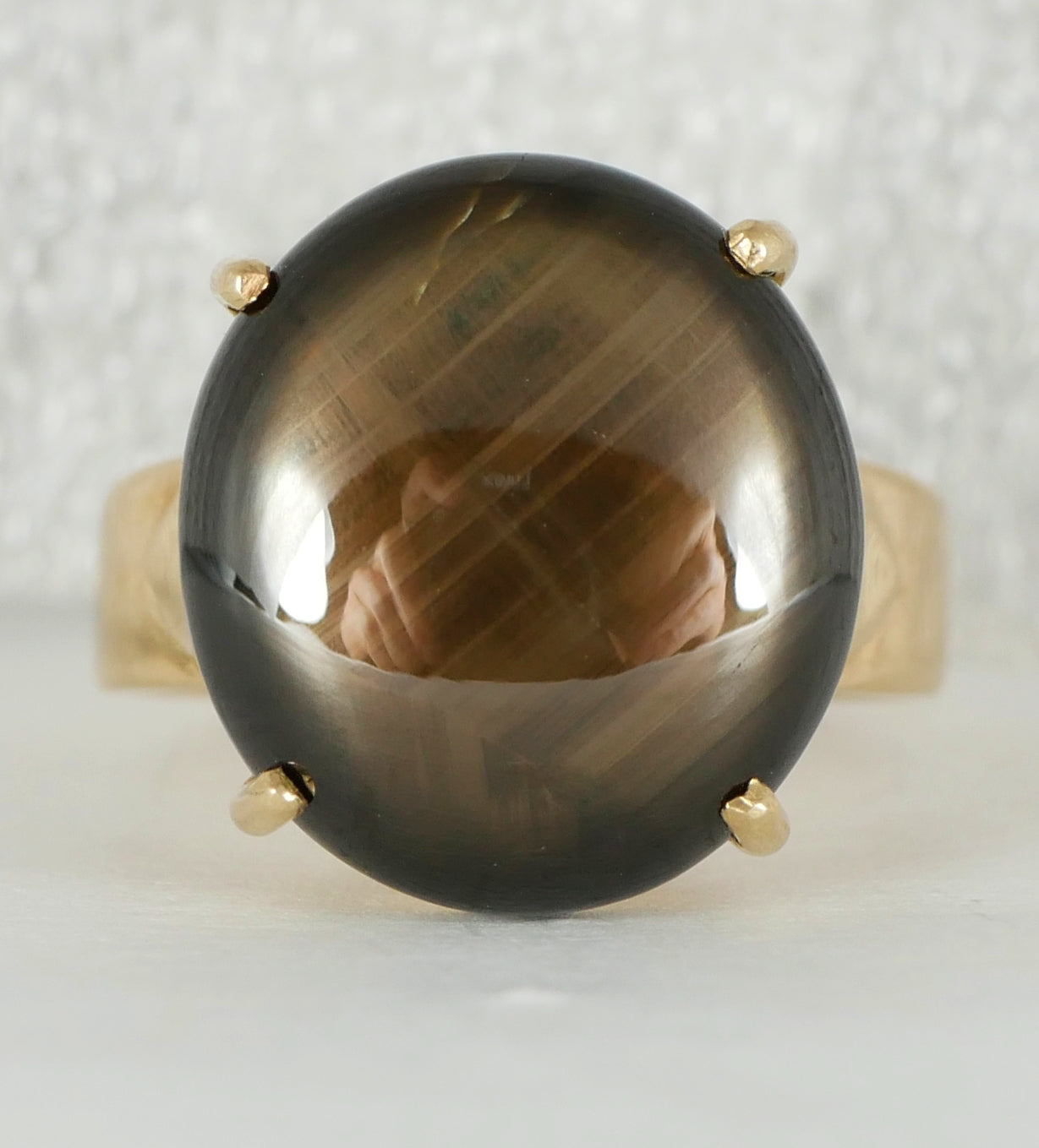 Vintage Solid 14ct Yellow Gold 11ct Black Star Sapphire Dress Ring Size 6.5 M 52
