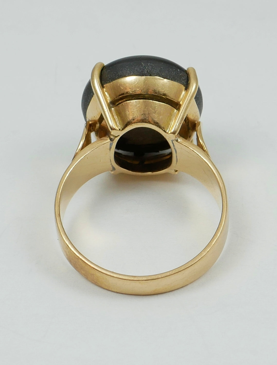 Vintage Solid 14ct Yellow Gold 11ct Black Star Sapphire Dress Ring Size 6.5 M 52