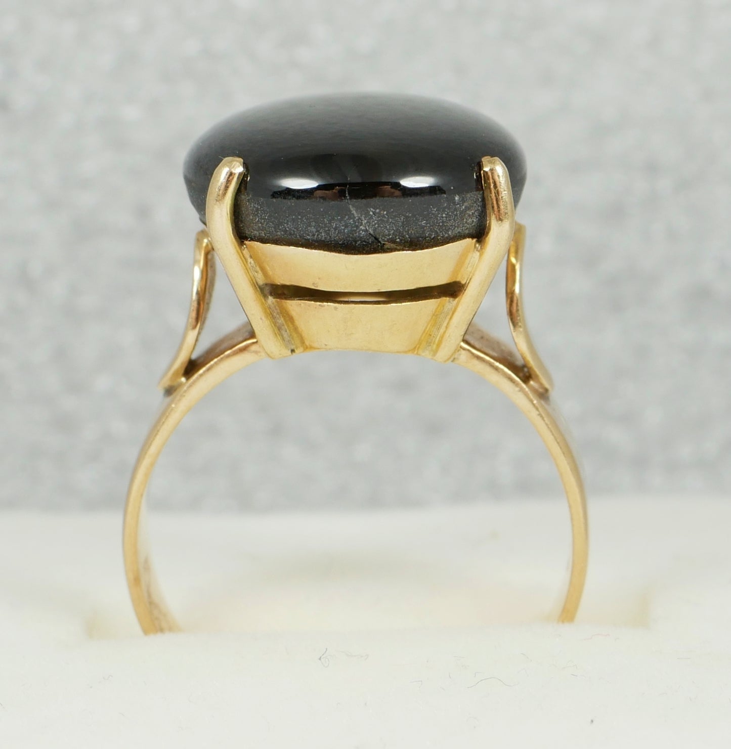 Vintage Solid 14ct Yellow Gold 11ct Black Star Sapphire Dress Ring Size 6.5 M 52