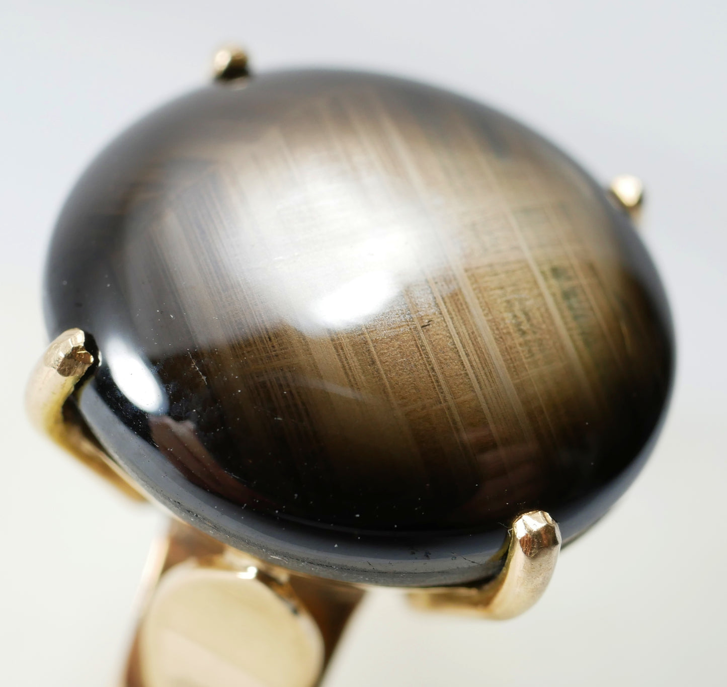 Vintage Solid 14ct Yellow Gold 11ct Black Star Sapphire Dress Ring Size 6.5 M 52