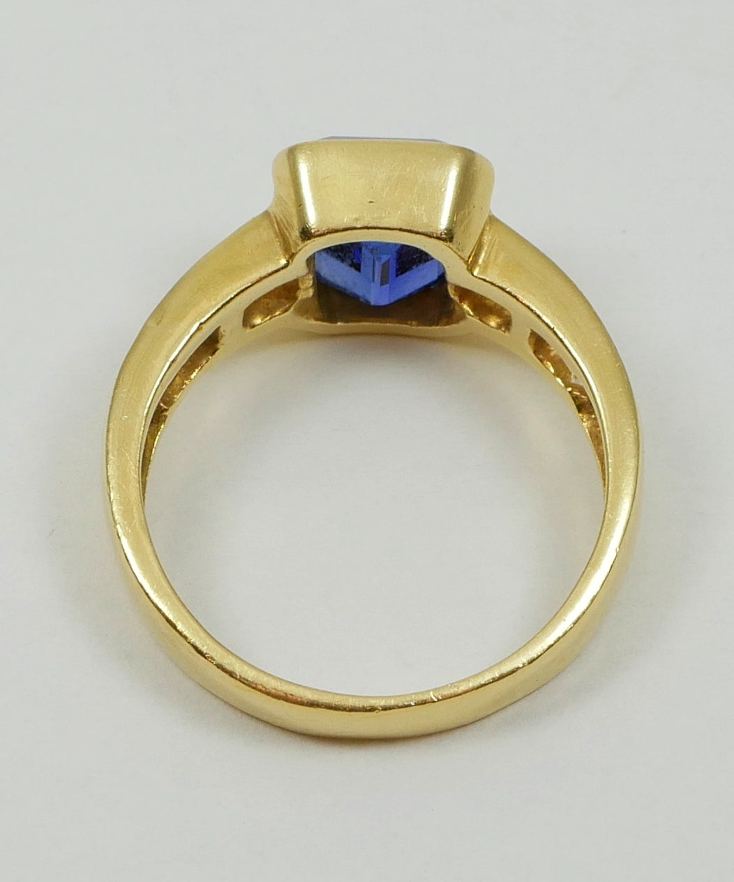 Solid 18ct Yellow Gold Royal Blue Sapphire .4ct Diamond Dress Ring Size 7.5 O 55