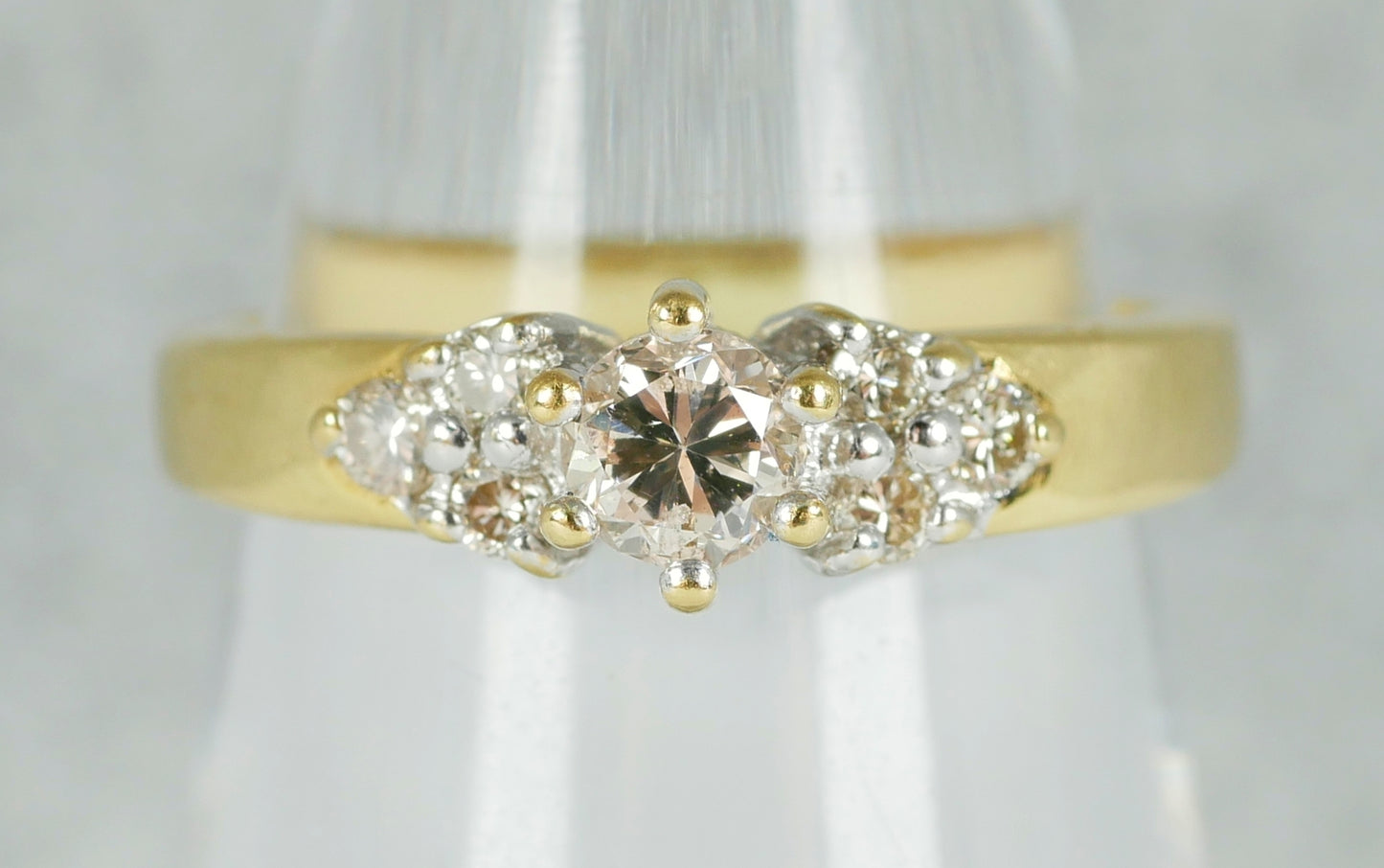 Solid 18ct Yellow Gold .35ct Diamond Cluster Dress Engagement Ring Size 6.5 M 52