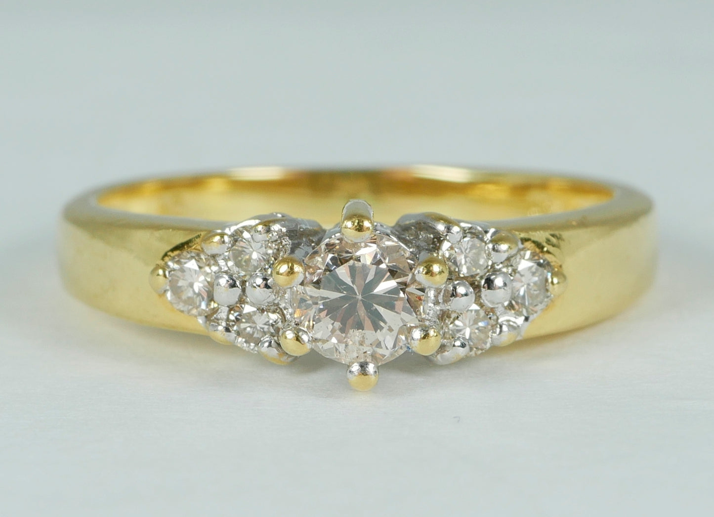 Solid 18ct Yellow Gold .35ct Diamond Cluster Dress Engagement Ring Size 6.5 M 52