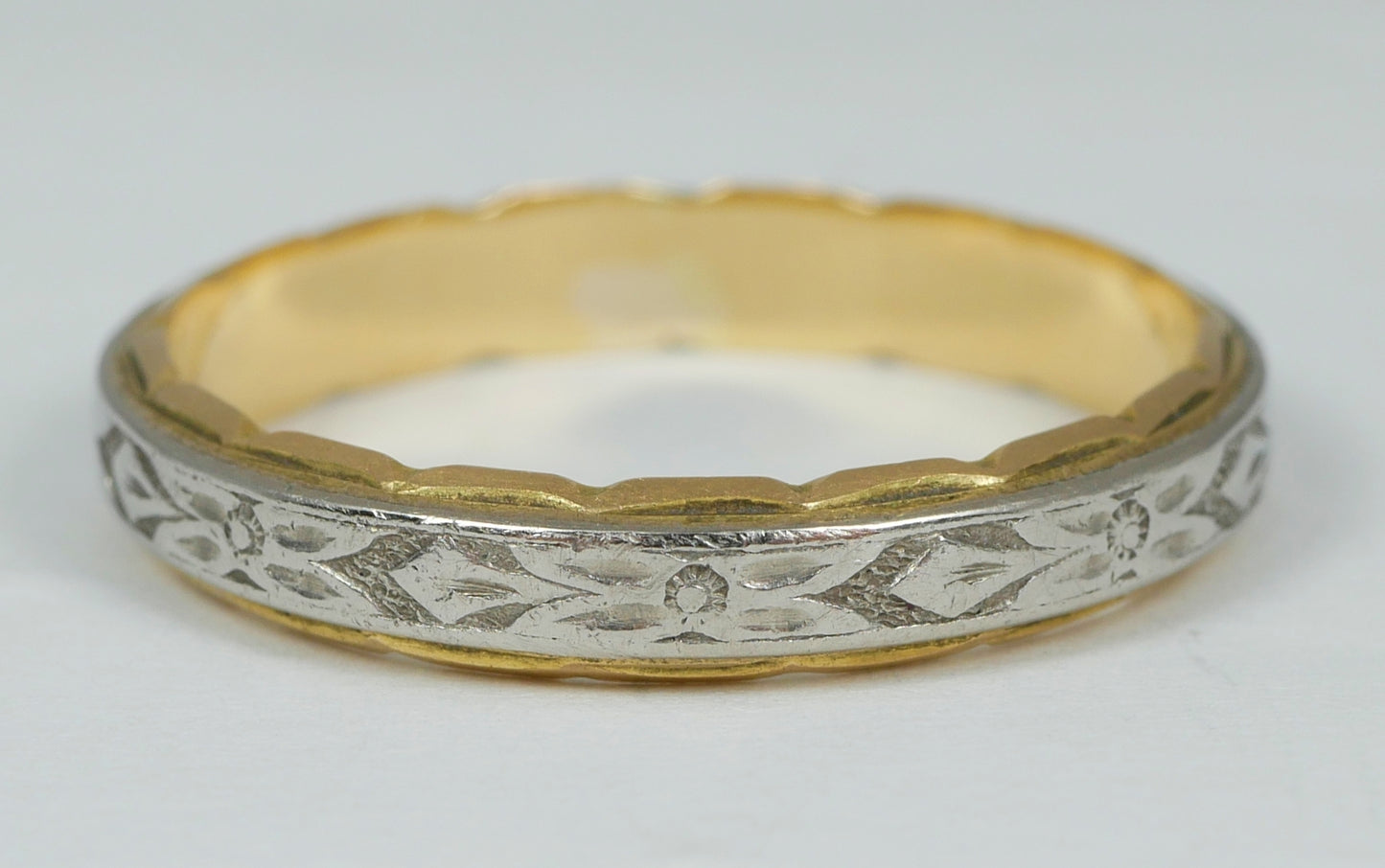 Vintage Elite Solid 18ct Yellow & White Gold 4mm Wedding Band Ring Size 9.5 S 60