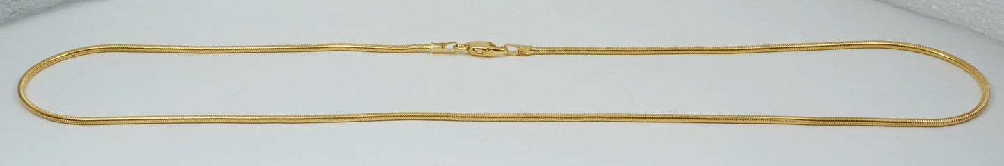 New Italian Solid 9ct Yellow Gold 1.5mm Snake Chain 40cm 15.5" Necklace 6.26gm