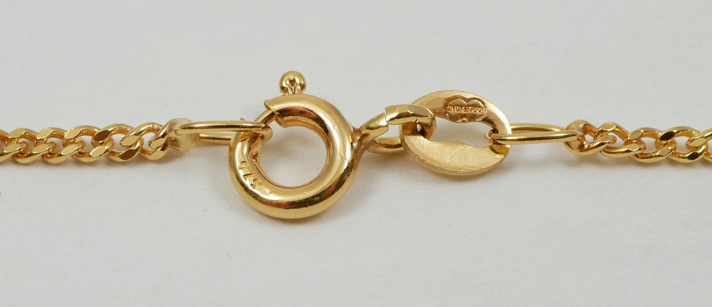 Italian Solid 9ct Yellow Gold 1.5mm Miami Cuban Chain 45cm 17.5" Necklace 2.92gm