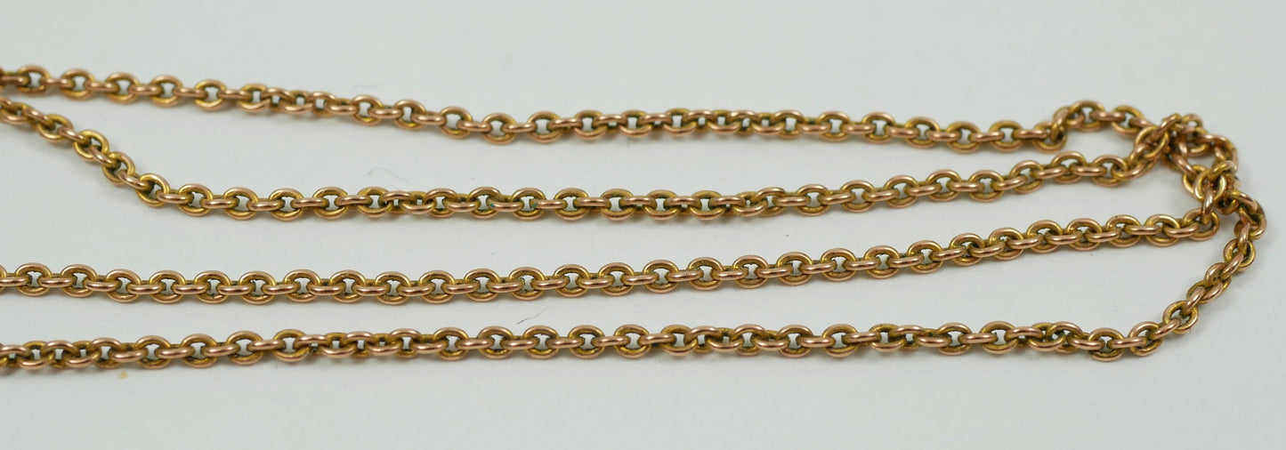Antique Edwardian Solid 9ct Yellow Gold Amethyst & Seed Pearl Lavalier Necklace