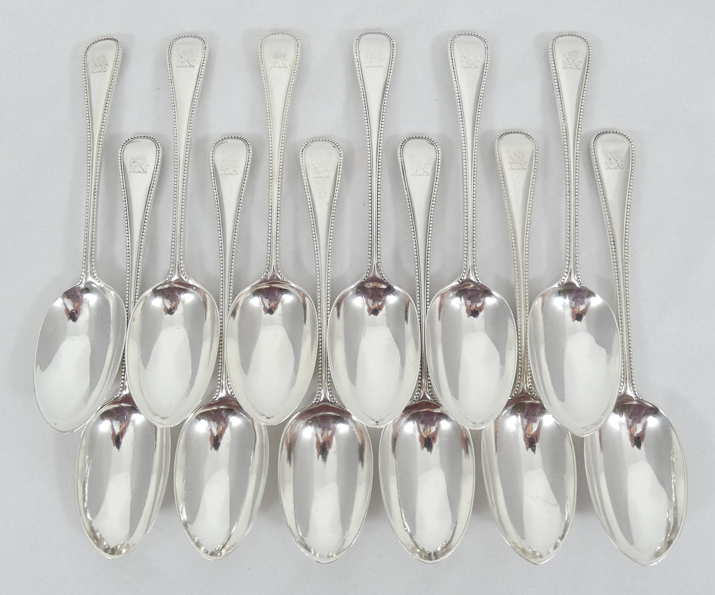 Antique Edwardian 72pc 12pl Sterling Silver Cutlery Set Old English Bead Knife