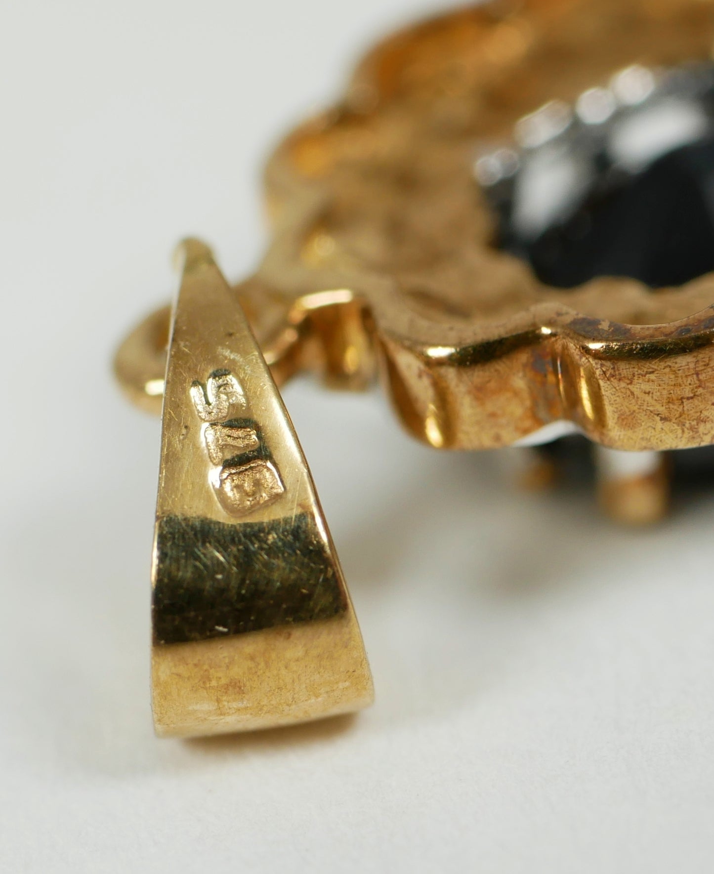 Vintage Solid 9ct Yellow Gold Sapphire & Diamond Diana Style Necklace Pendant