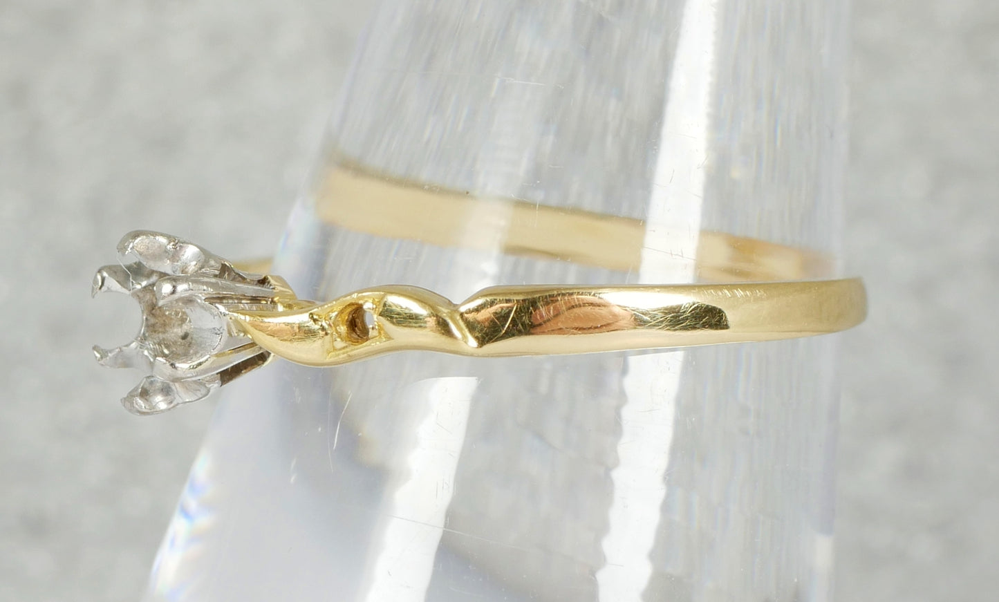 Antique Vintage Solid 18ct Yellow Gold & Palladium Semi Mount Ring Size 7 N 54