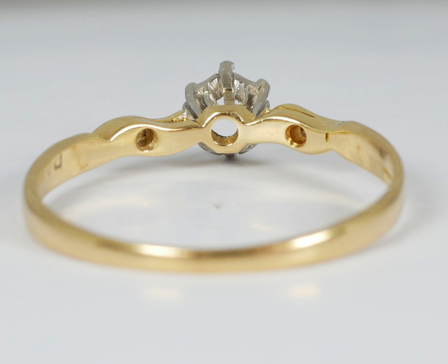 Antique Vintage Solid 18ct Yellow Gold & Palladium Semi Mount Ring Size 7 N 54