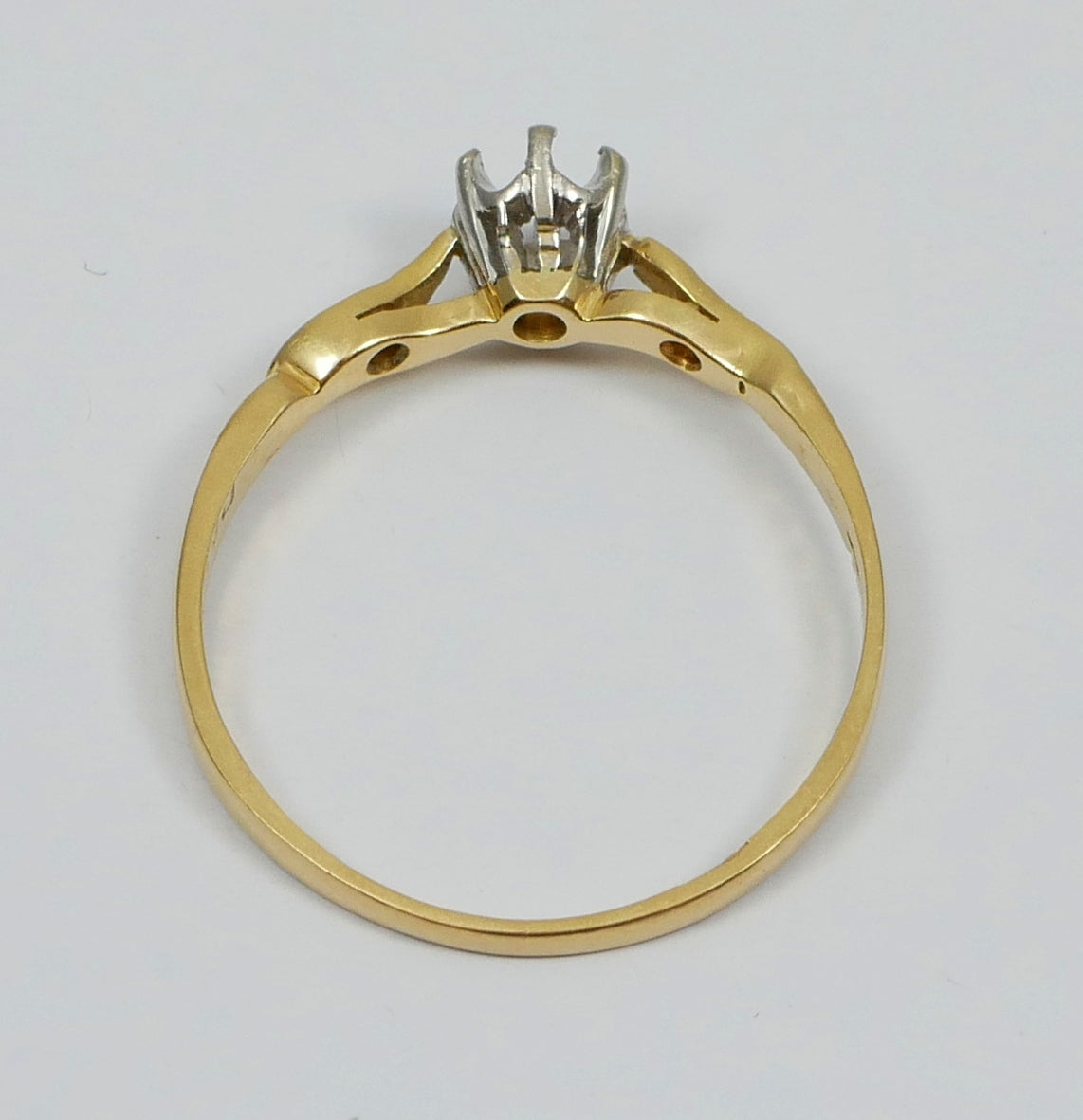 Antique Vintage Solid 18ct Yellow Gold & Palladium Semi Mount Ring Size 7 N 54