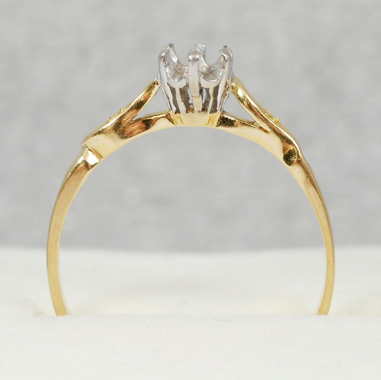 Antique Vintage Solid 18ct Yellow Gold & Palladium Semi Mount Ring Size 7 N 54