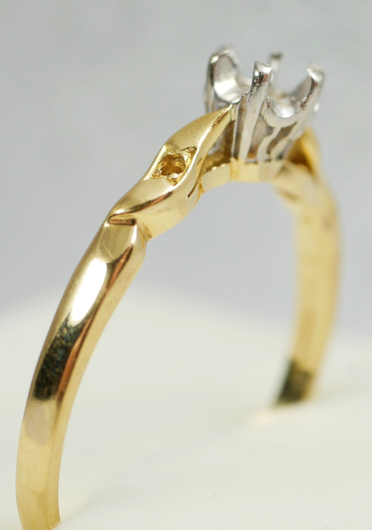 Antique Vintage Solid 18ct Yellow Gold & Palladium Semi Mount Ring Size 7 N 54