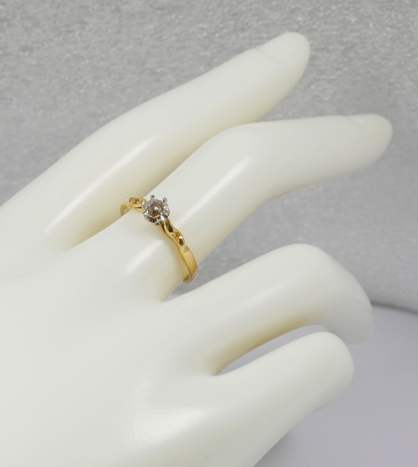 Antique Vintage Solid 18ct Yellow Gold & Palladium Semi Mount Ring Size 7 N 54