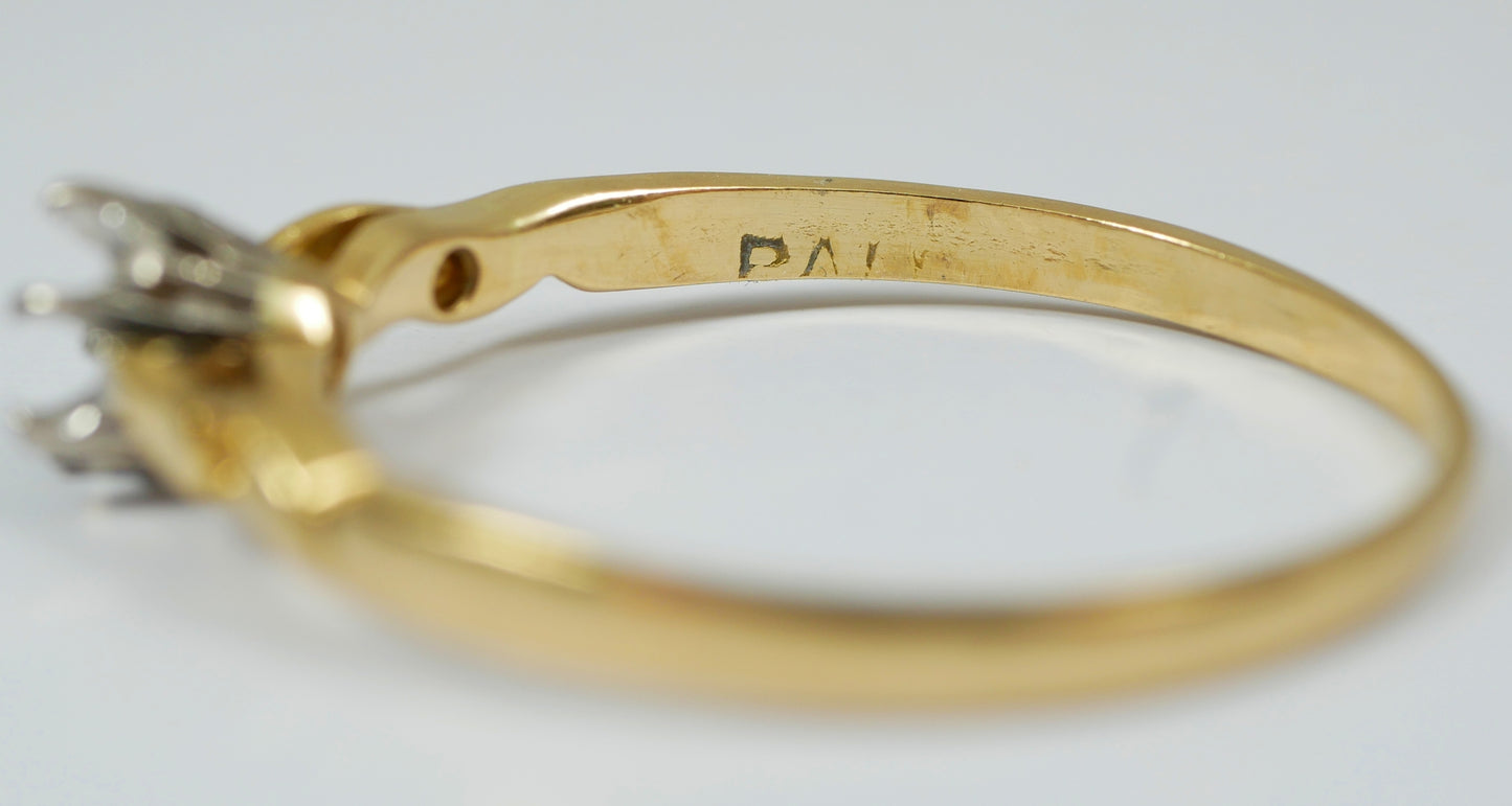 Antique Vintage Solid 18ct Yellow Gold & Palladium Semi Mount Ring Size 7 N 54