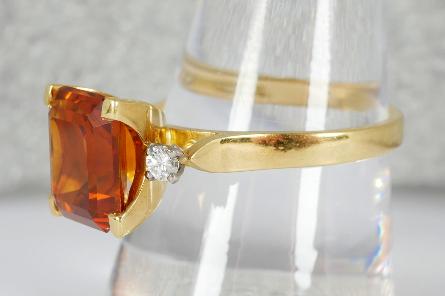 Vintage Solid 18ct Yellow Gold Madeira Citrine Diamond Dress Ring Size 10.5 U 63