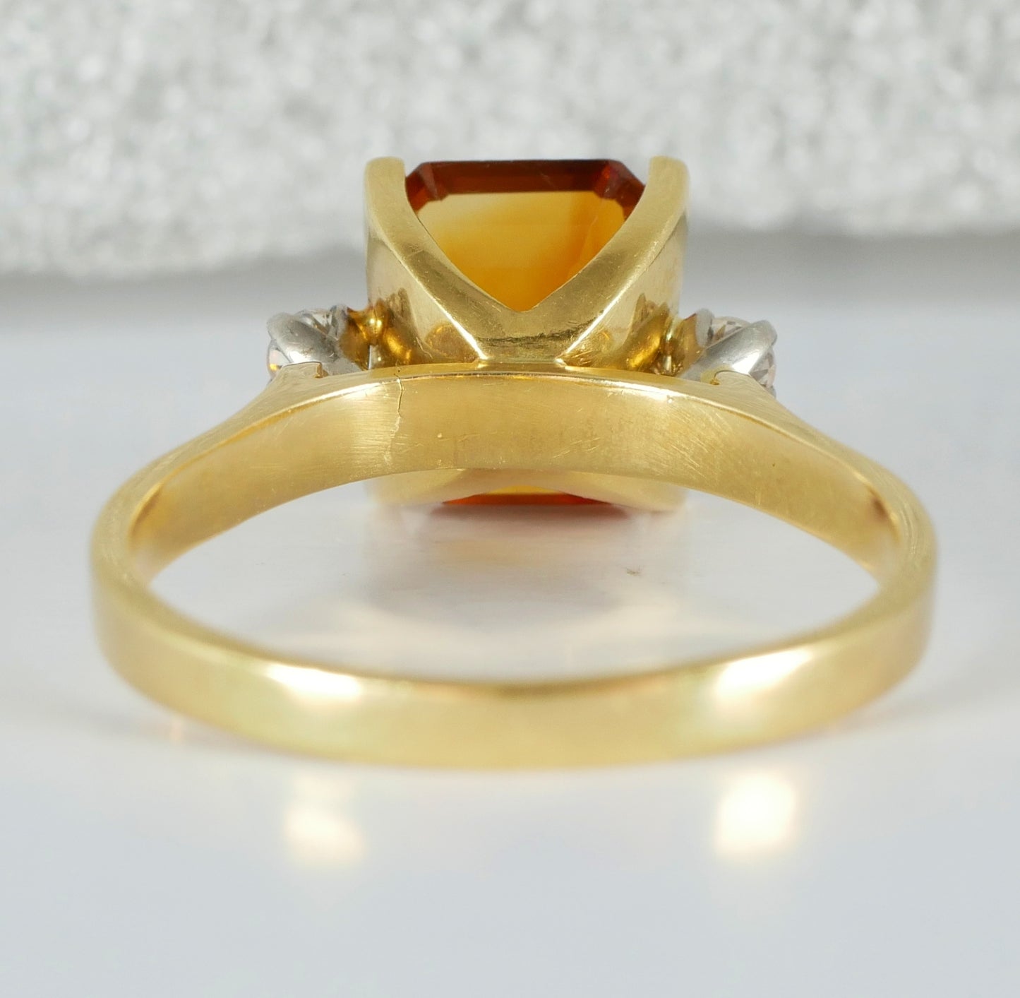 Vintage Solid 18ct Yellow Gold Madeira Citrine Diamond Dress Ring Size 10.5 U 63
