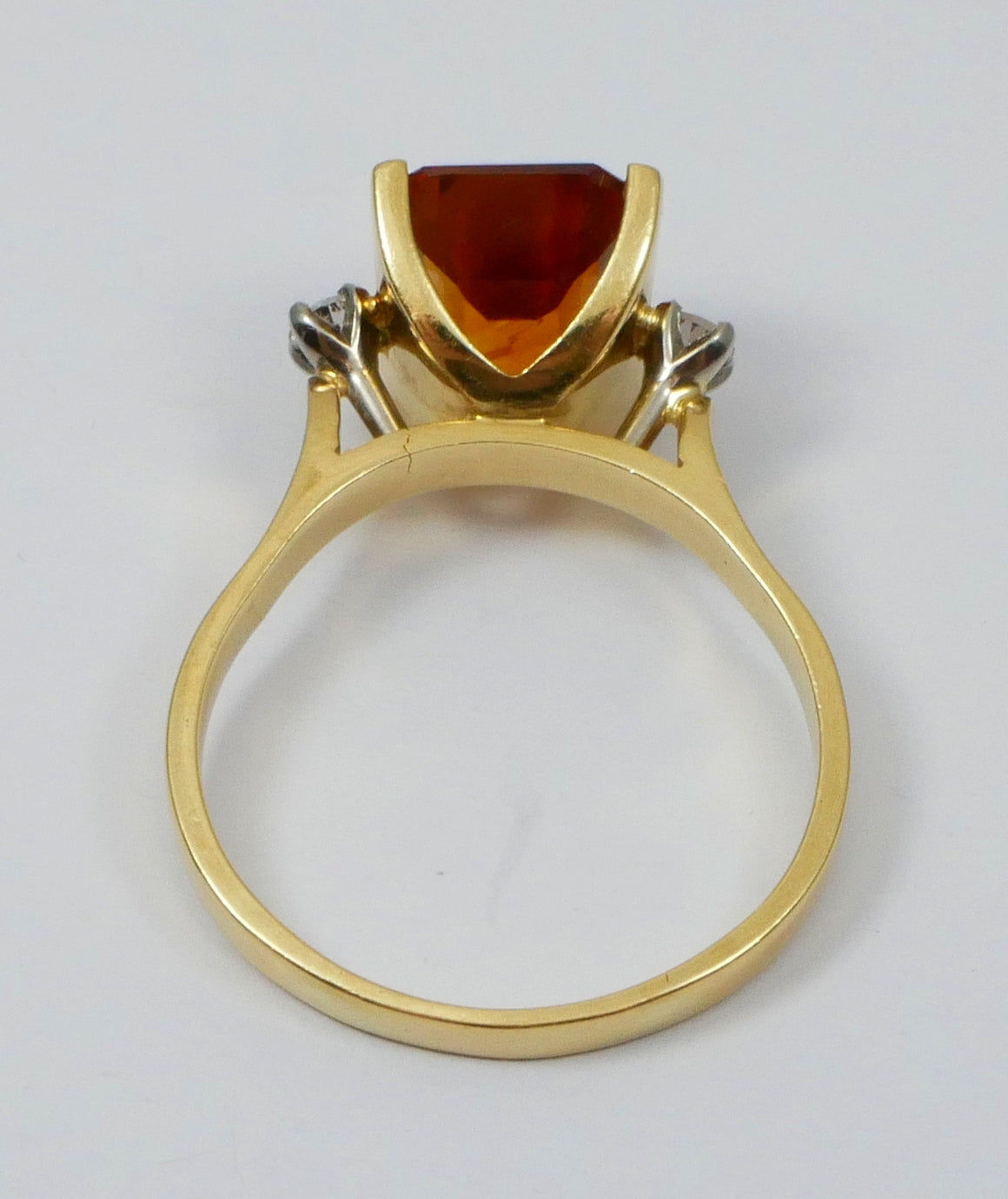 Vintage Solid 18ct Yellow Gold Madeira Citrine Diamond Dress Ring Size 10.5 U 63