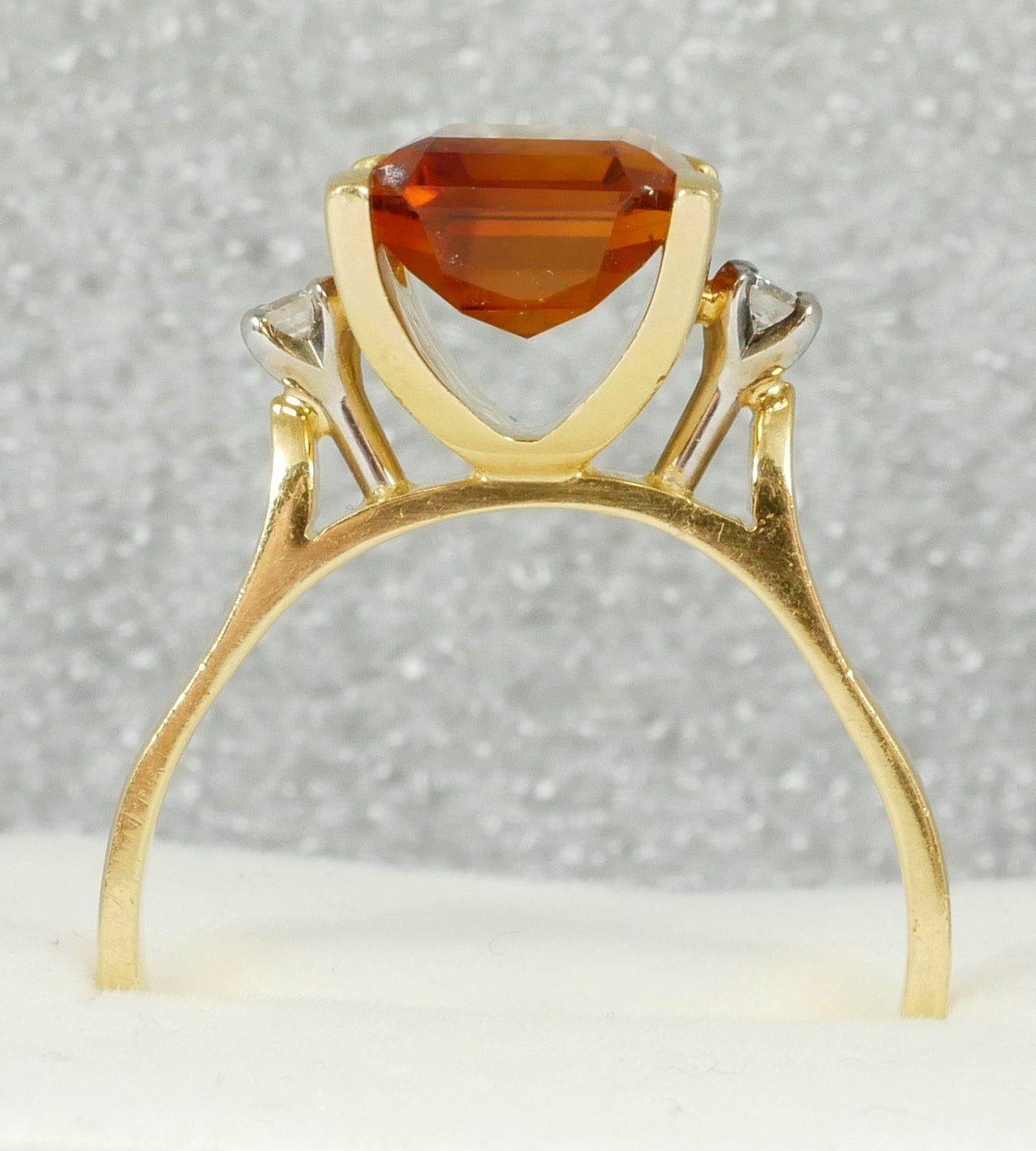 Vintage Solid 18ct Yellow Gold Madeira Citrine Diamond Dress Ring Size 10.5 U 63