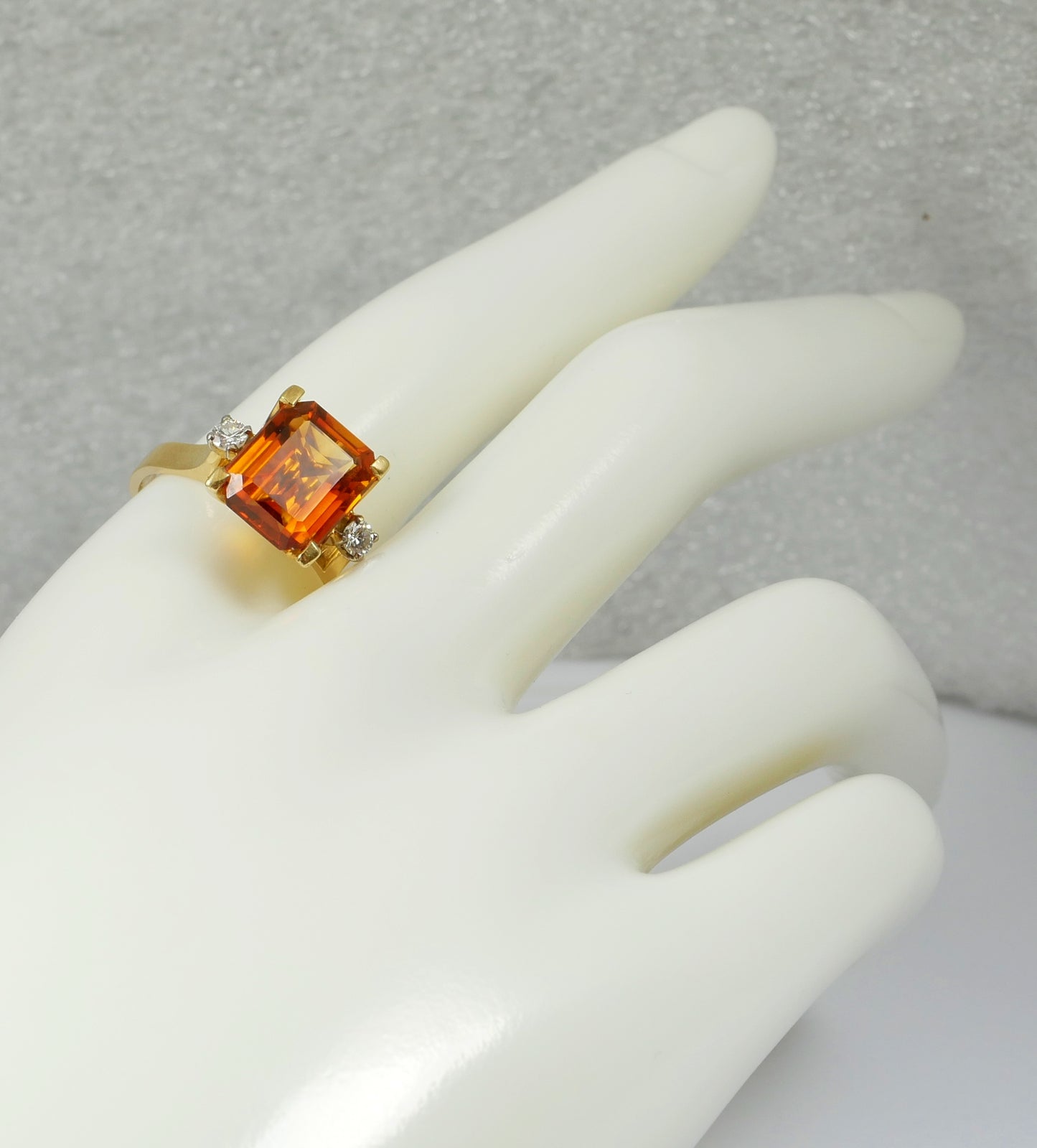 Vintage Solid 18ct Yellow Gold Madeira Citrine Diamond Dress Ring Size 10.5 U 63