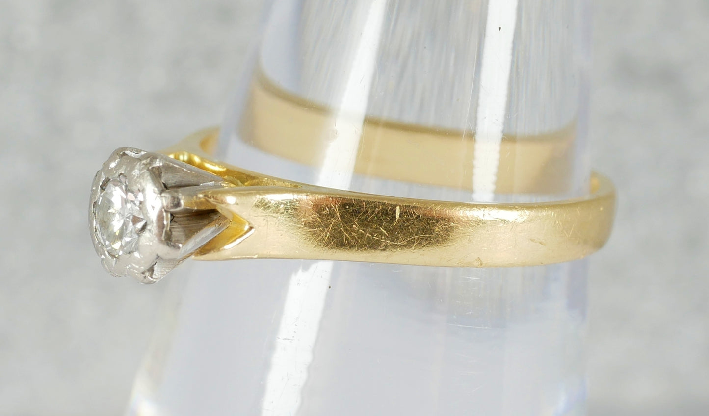 Antique Vintage Solid 15ct Yellow Gold Diamond Engagement Dress Ring Size 5 J 49