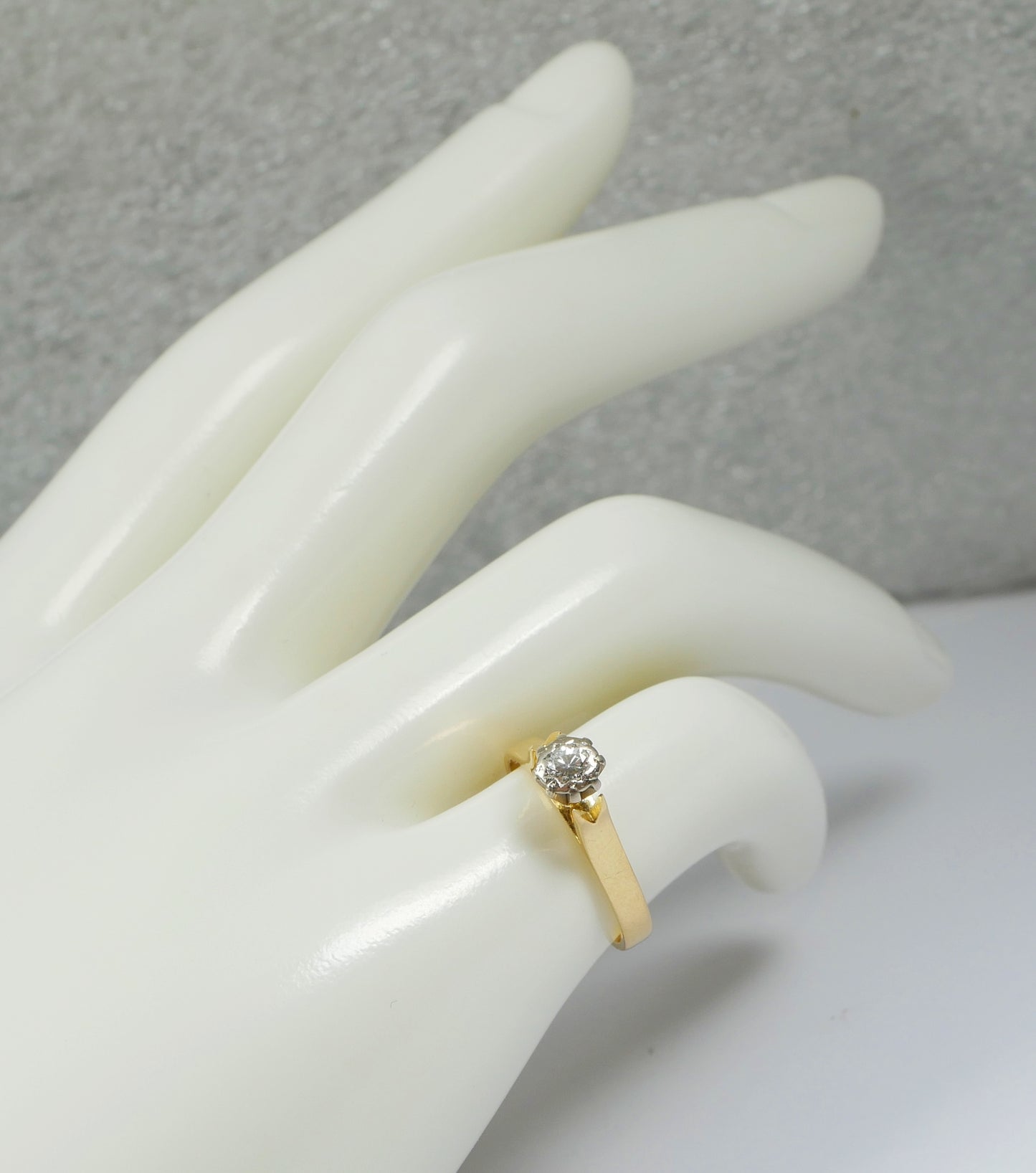 Antique Vintage Solid 15ct Yellow Gold Diamond Engagement Dress Ring Size 5 J 49