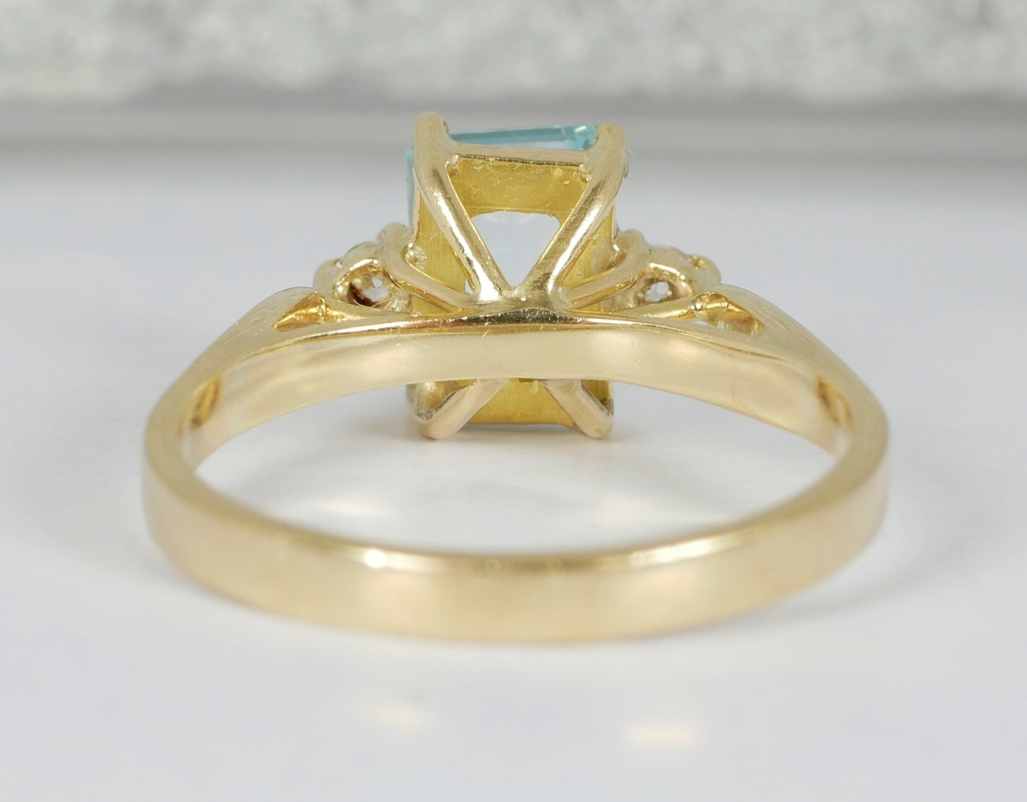 Vintage Solid 9ct Yellow Gold Emerald Cut Topaz 3 Stone Dress Ring Size 6 L 51