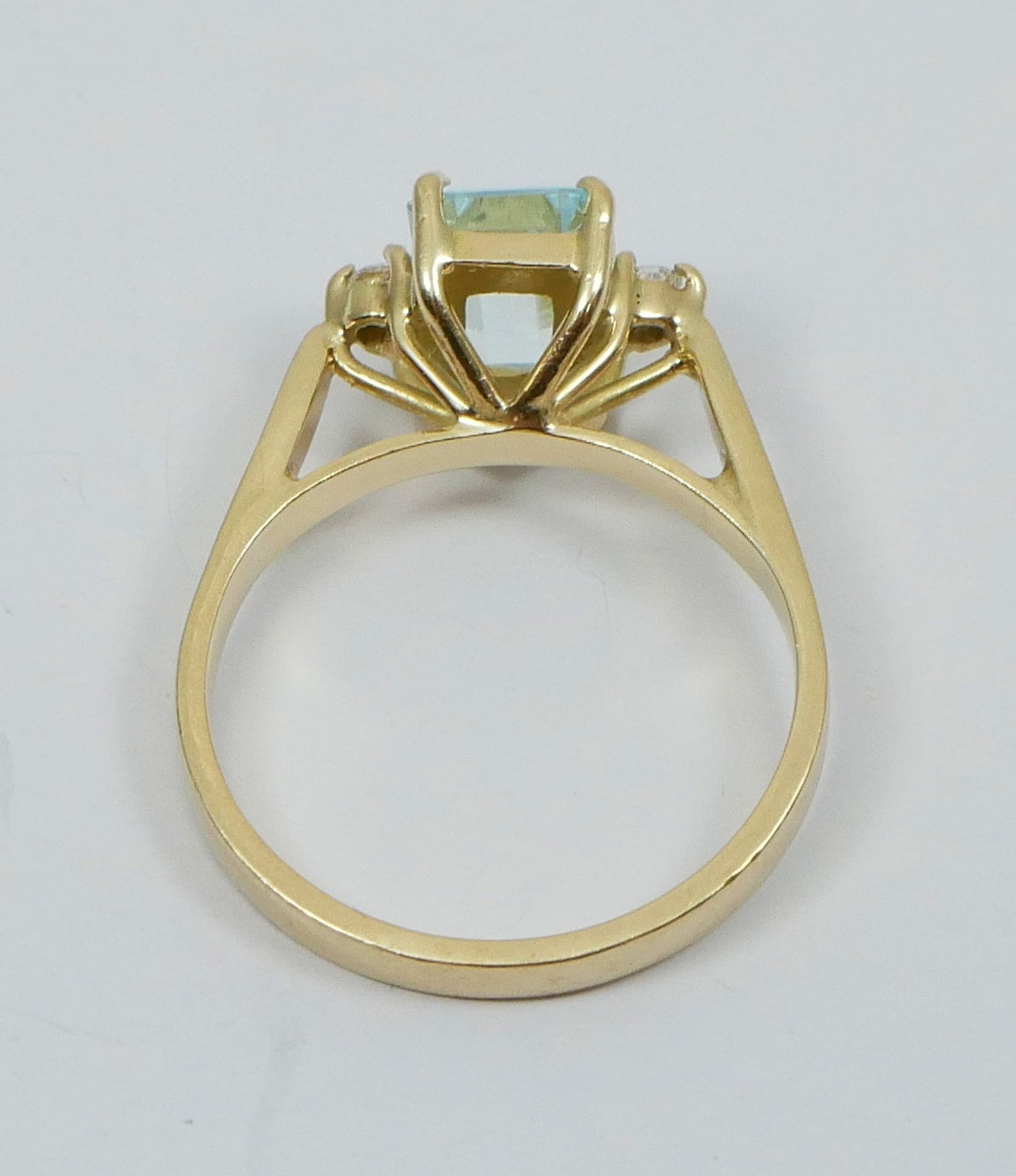 Vintage Solid 9ct Yellow Gold Emerald Cut Topaz 3 Stone Dress Ring Size 6 L 51