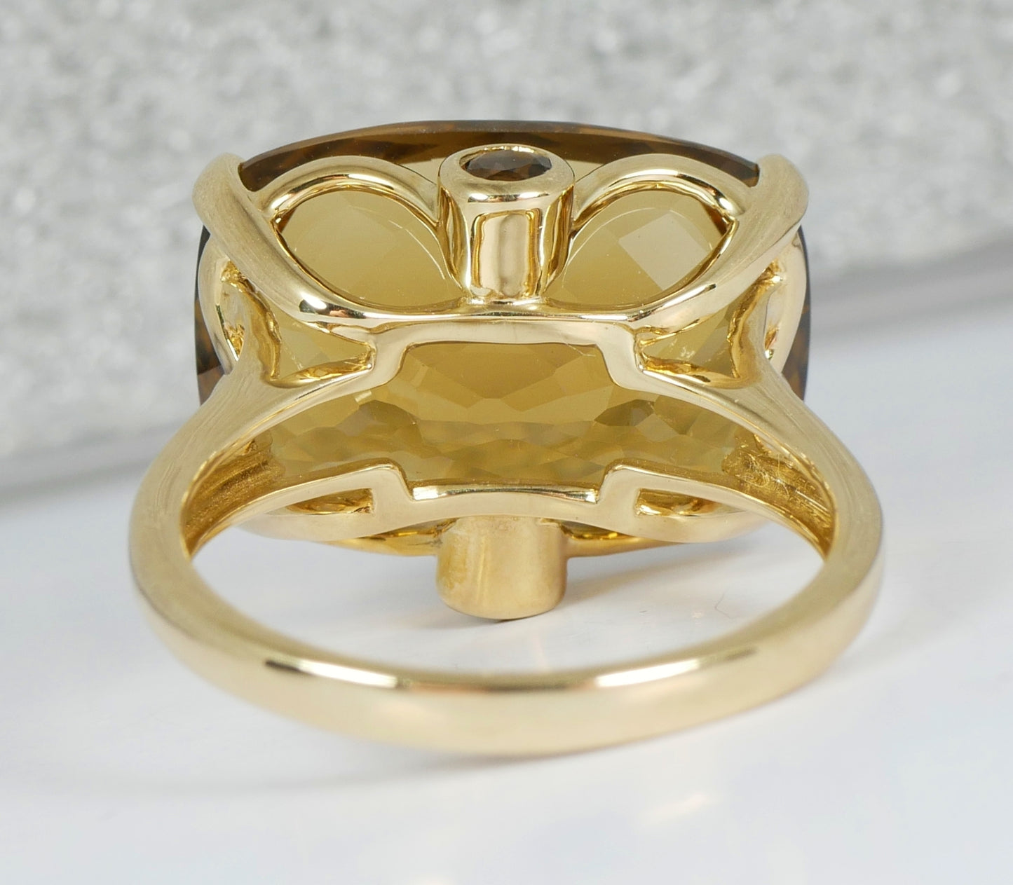 Solid 9ct Yellow Gold Cushion Cut Smoky Quartz 3 Stone Dress Ring Size 9.5 S 60