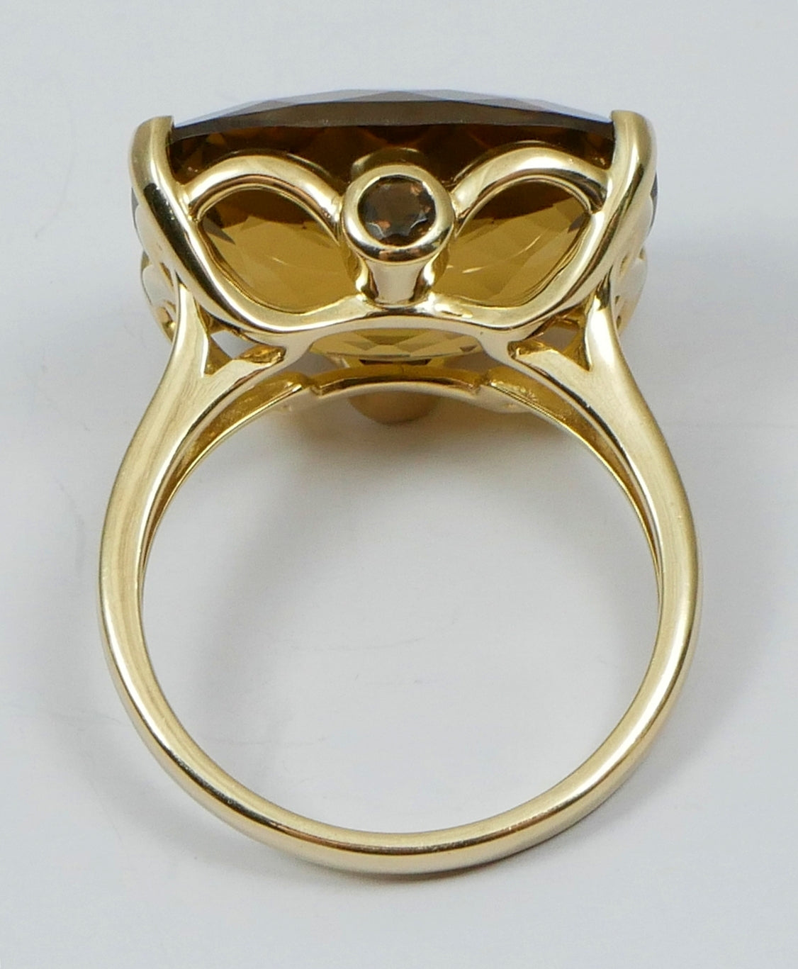 Solid 9ct Yellow Gold Cushion Cut Smoky Quartz 3 Stone Dress Ring Size 9.5 S 60