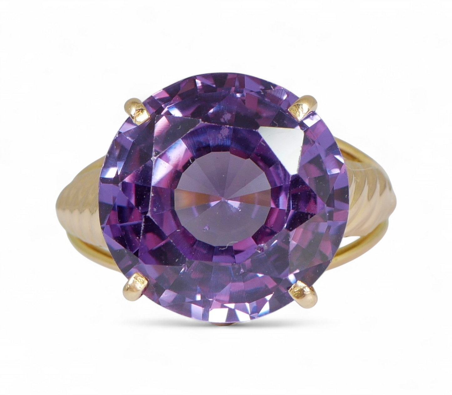 Egyptian Solid 14ct Yellow Gold 13ct Alexandrite Sapphire Dress Ring Size 9 R 59