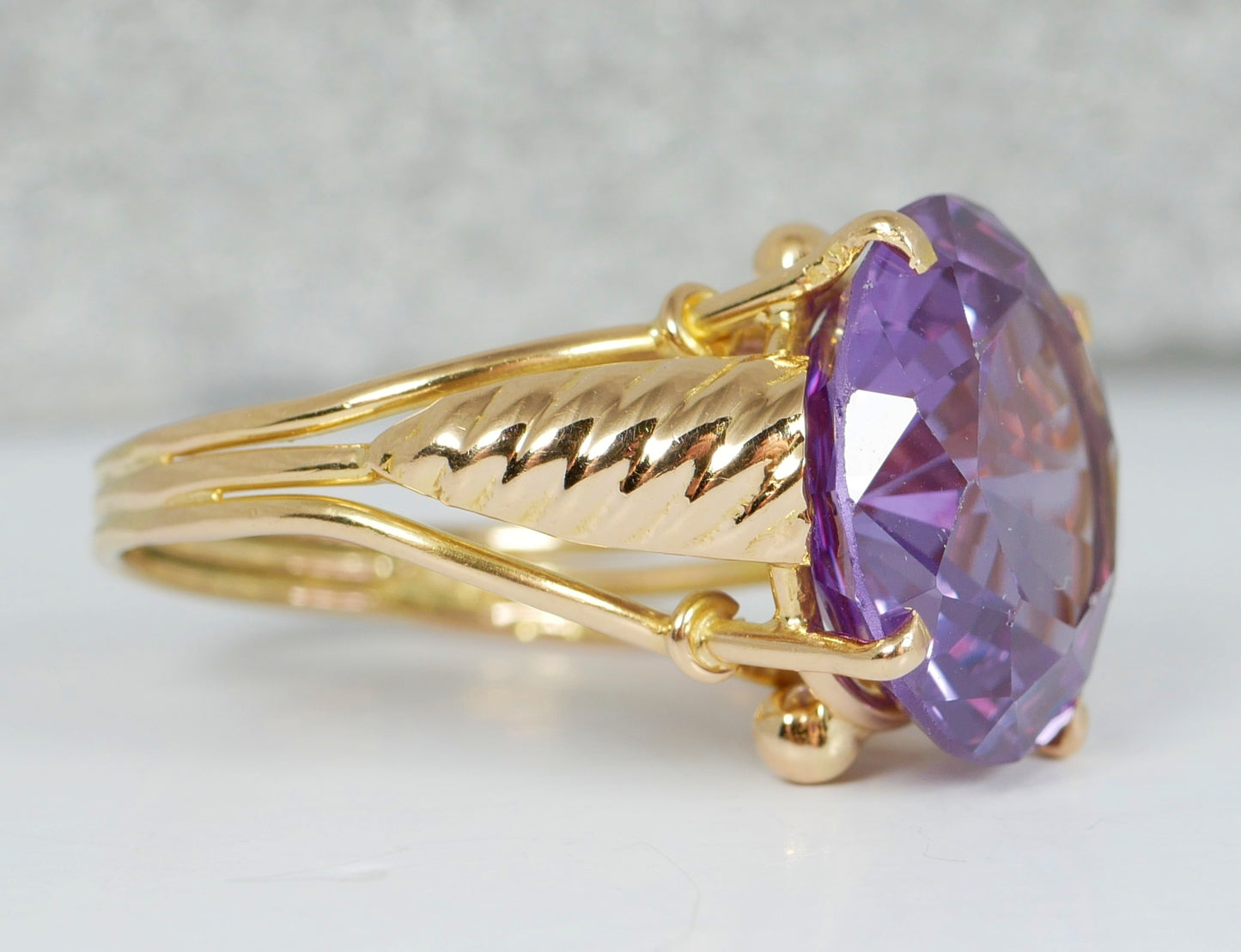 Egyptian Solid 14ct Yellow Gold 13ct Alexandrite Sapphire Dress Ring Size 9 R 59