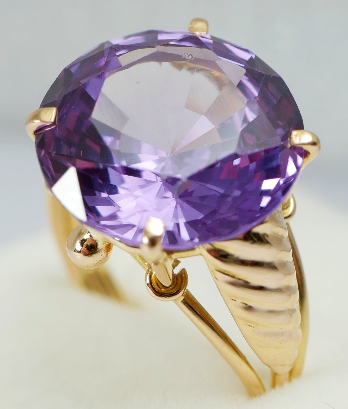 Egyptian Solid 14ct Yellow Gold 13ct Alexandrite Sapphire Dress Ring Size 9 R 59