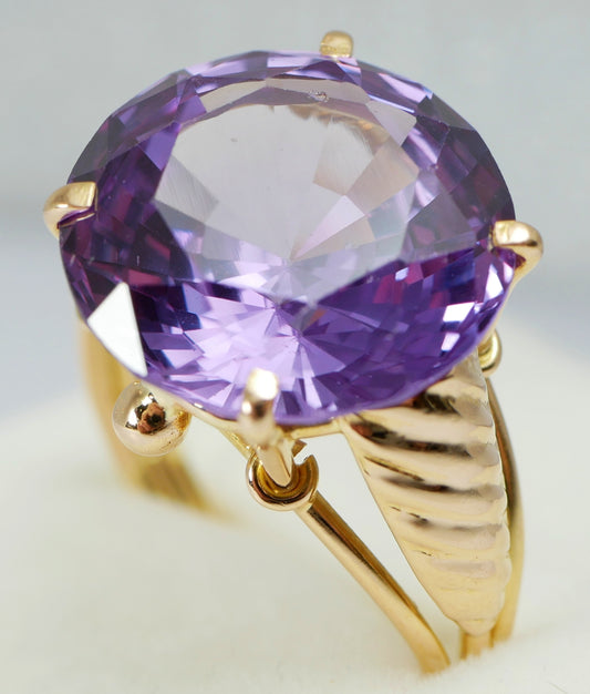 Egyptian Solid 14ct Yellow Gold 13ct Alexandrite Sapphire Dress Ring Size 9 R 59