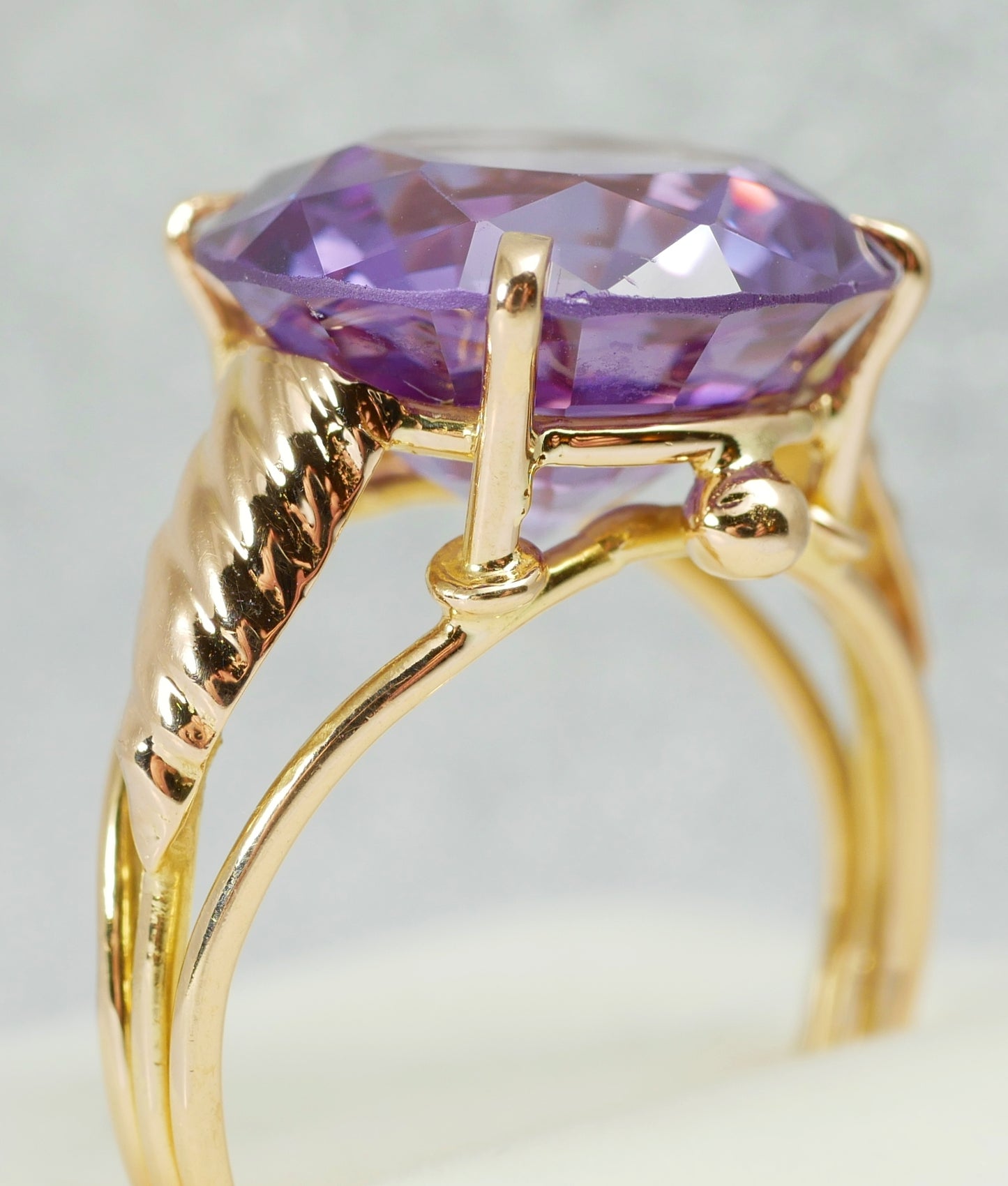 Egyptian Solid 14ct Yellow Gold 13ct Alexandrite Sapphire Dress Ring Size 9 R 59
