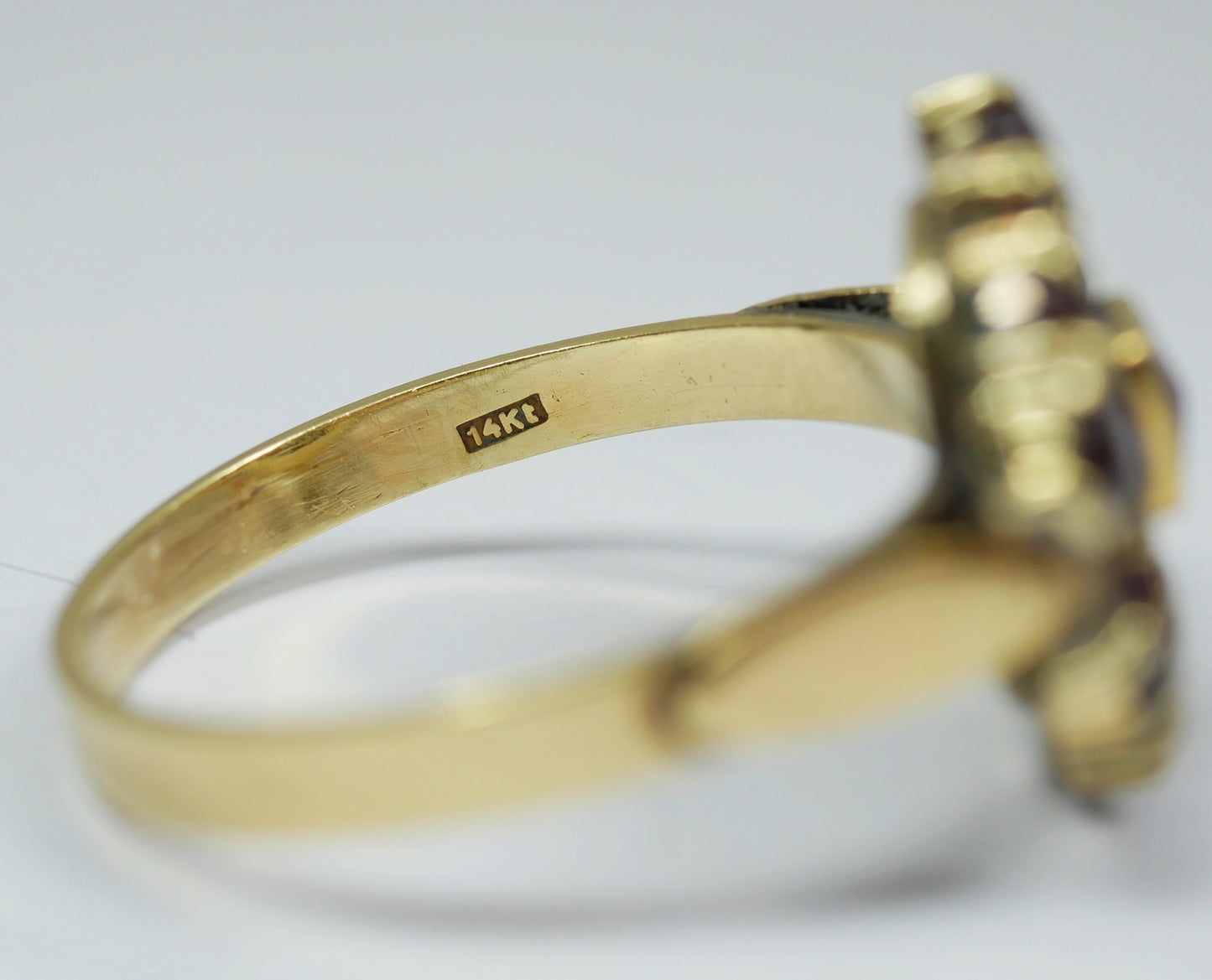 Vintage Solid 14ct Yellow Gold Red Garnet Cluster Cocktail Dress Ring 6.5 M 52