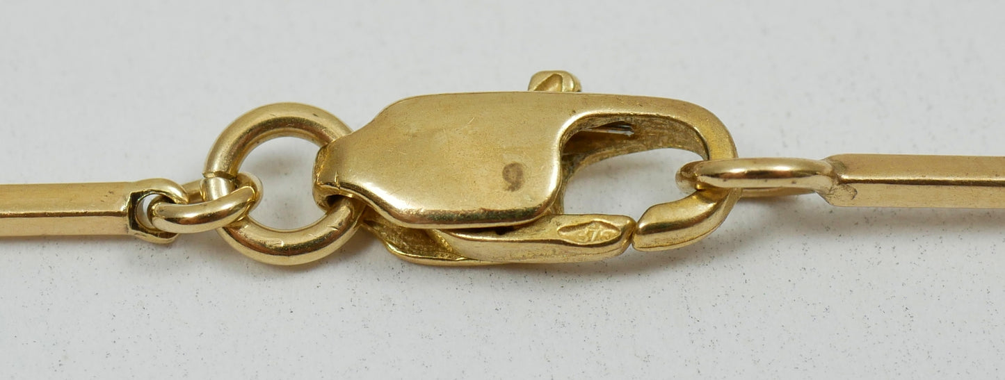 Vintage Solid 9ct Yellow Gold & 6mm Pearl Bar Link 48cm 19" Chain Necklace 10gm