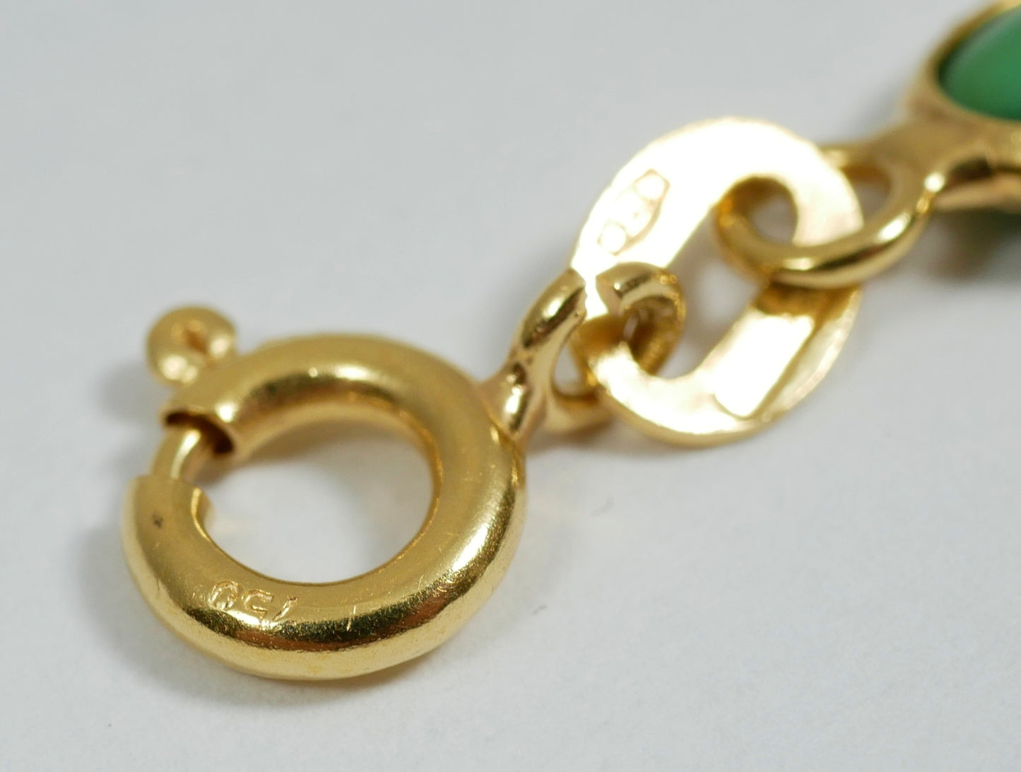 Solid 18ct Yellow Gold Natural Turquoise Cabochon 41cm 16" Chain Link Necklace