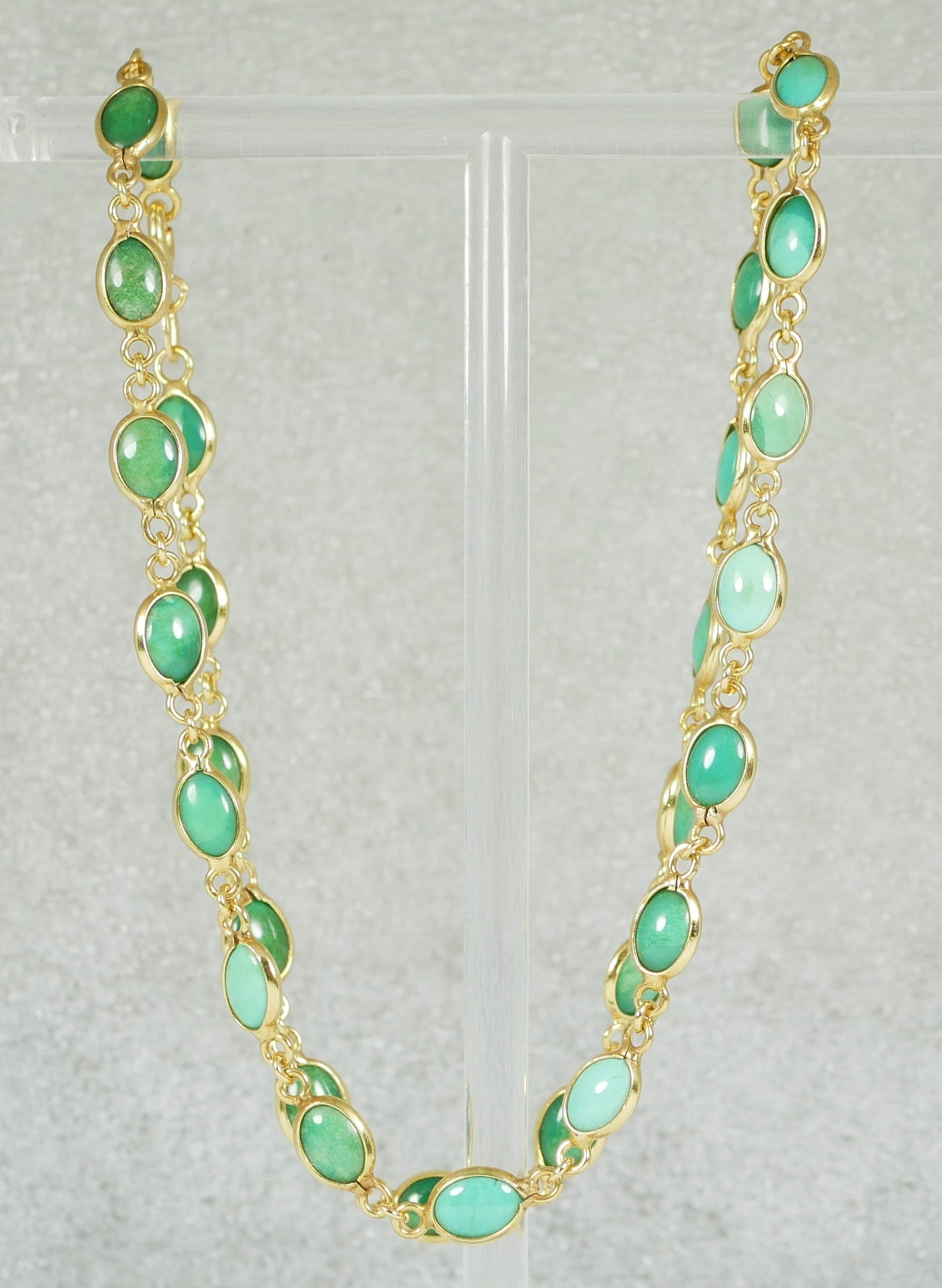 Solid 18ct Yellow Gold Natural Turquoise Cabochon 41cm 16" Chain Link Necklace