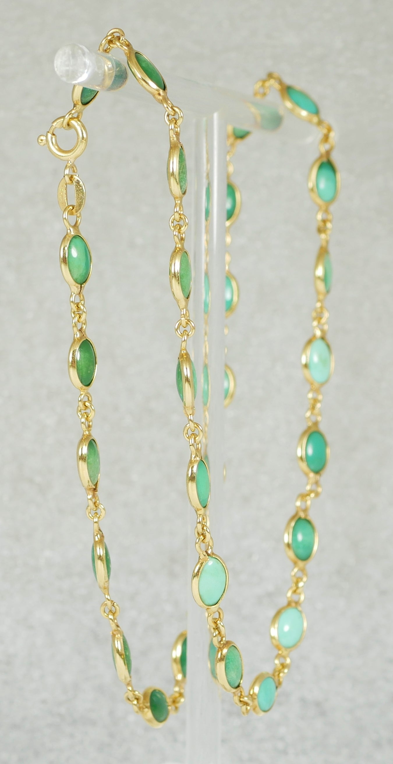 Solid 18ct Yellow Gold Natural Turquoise Cabochon 41cm 16" Chain Link Necklace