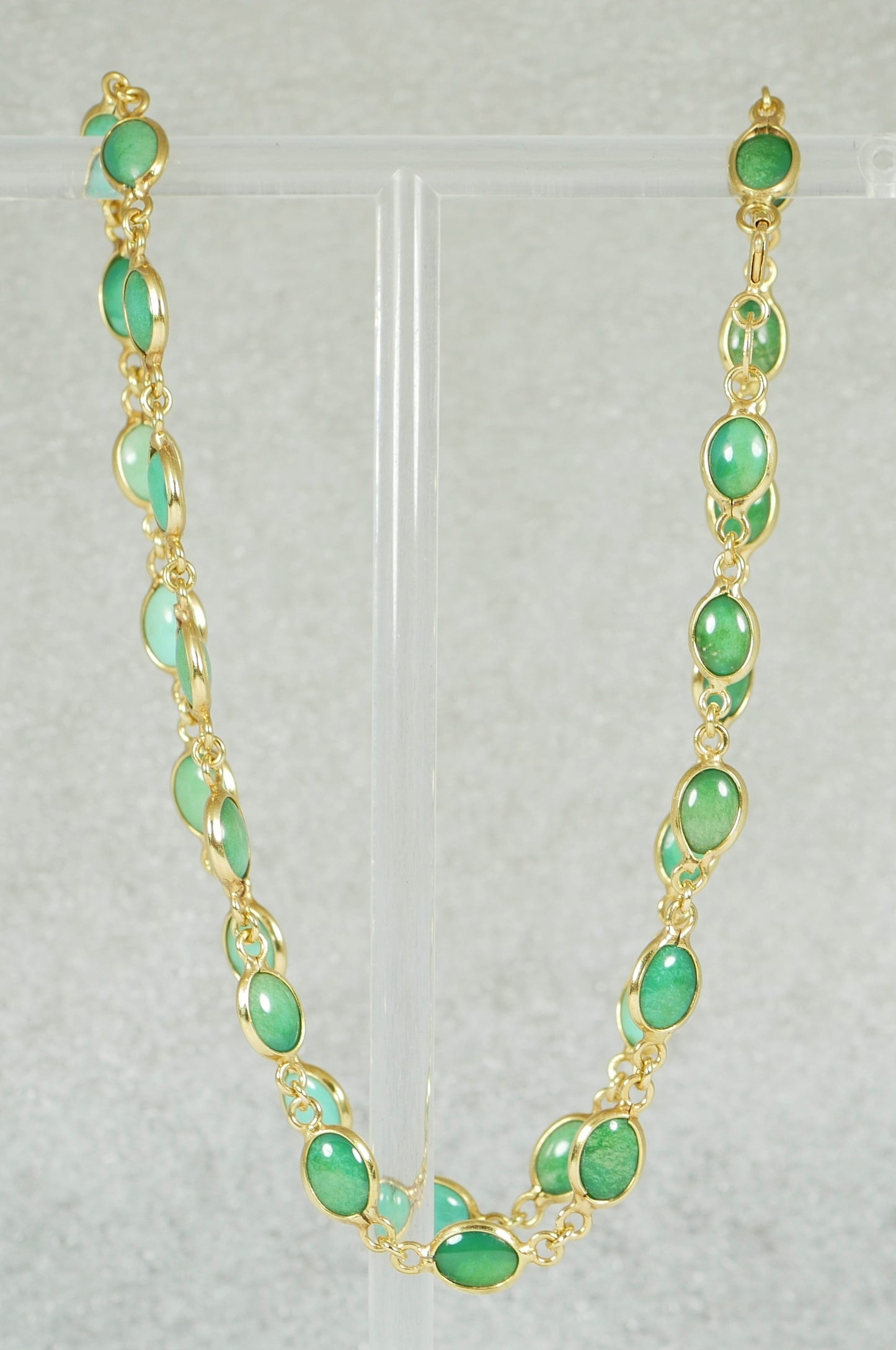 Solid 18ct Yellow Gold Natural Turquoise Cabochon 41cm 16" Chain Link Necklace