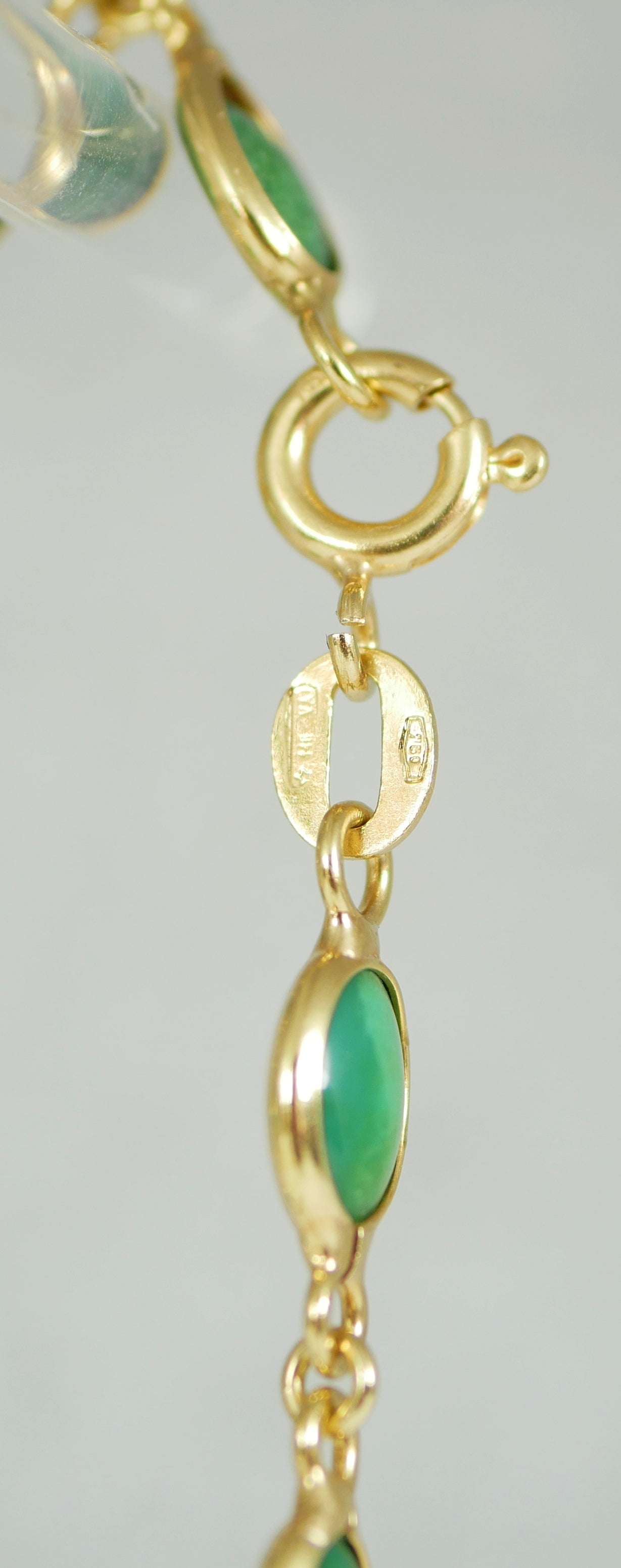 Solid 18ct Yellow Gold Natural Turquoise Cabochon 41cm 16" Chain Link Necklace